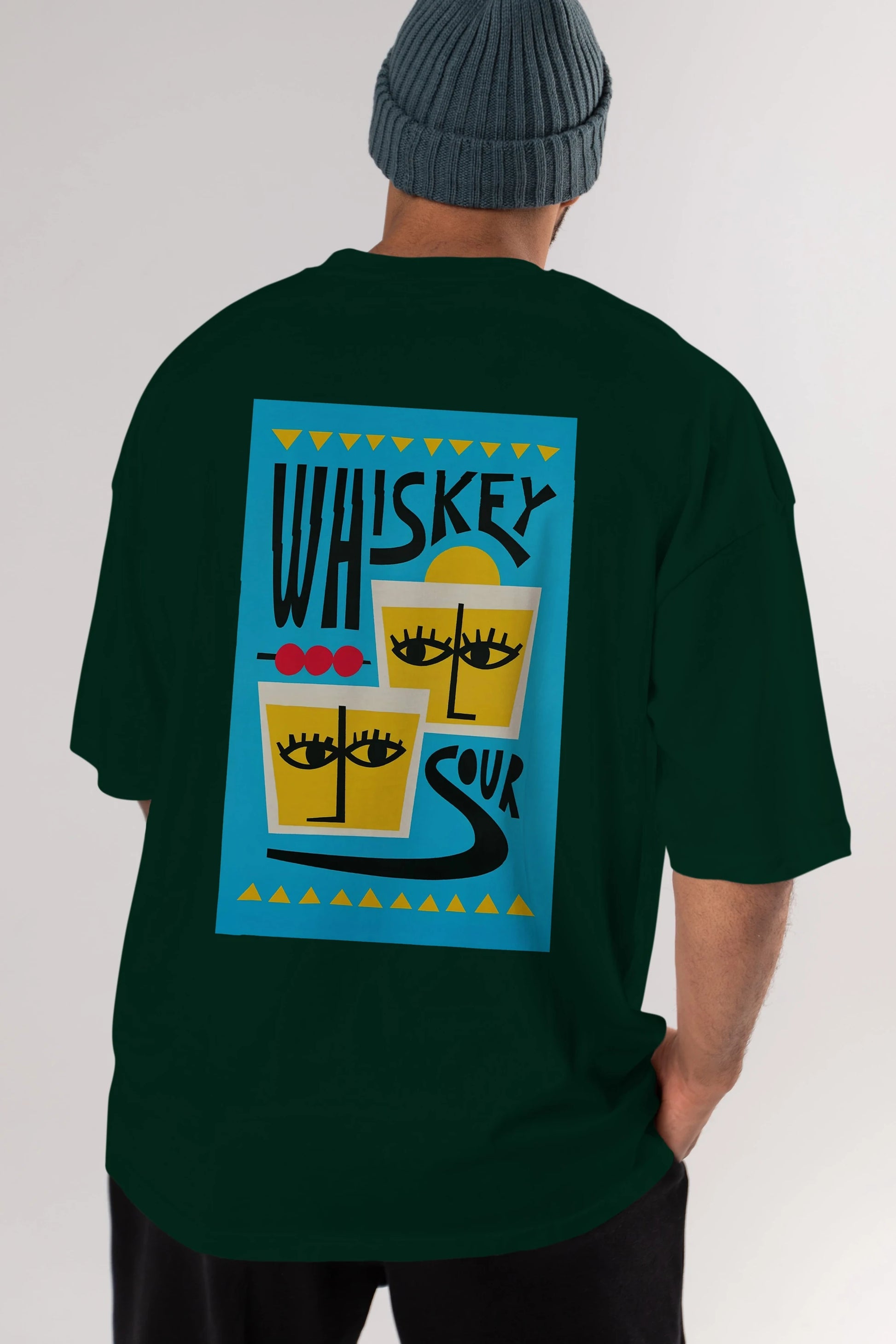 Whiskey Sour 2 Arka Baskılı Oversize t-shirt Erkek Kadın Unisex %100 Pamuk Bisiklet Yaka tişort