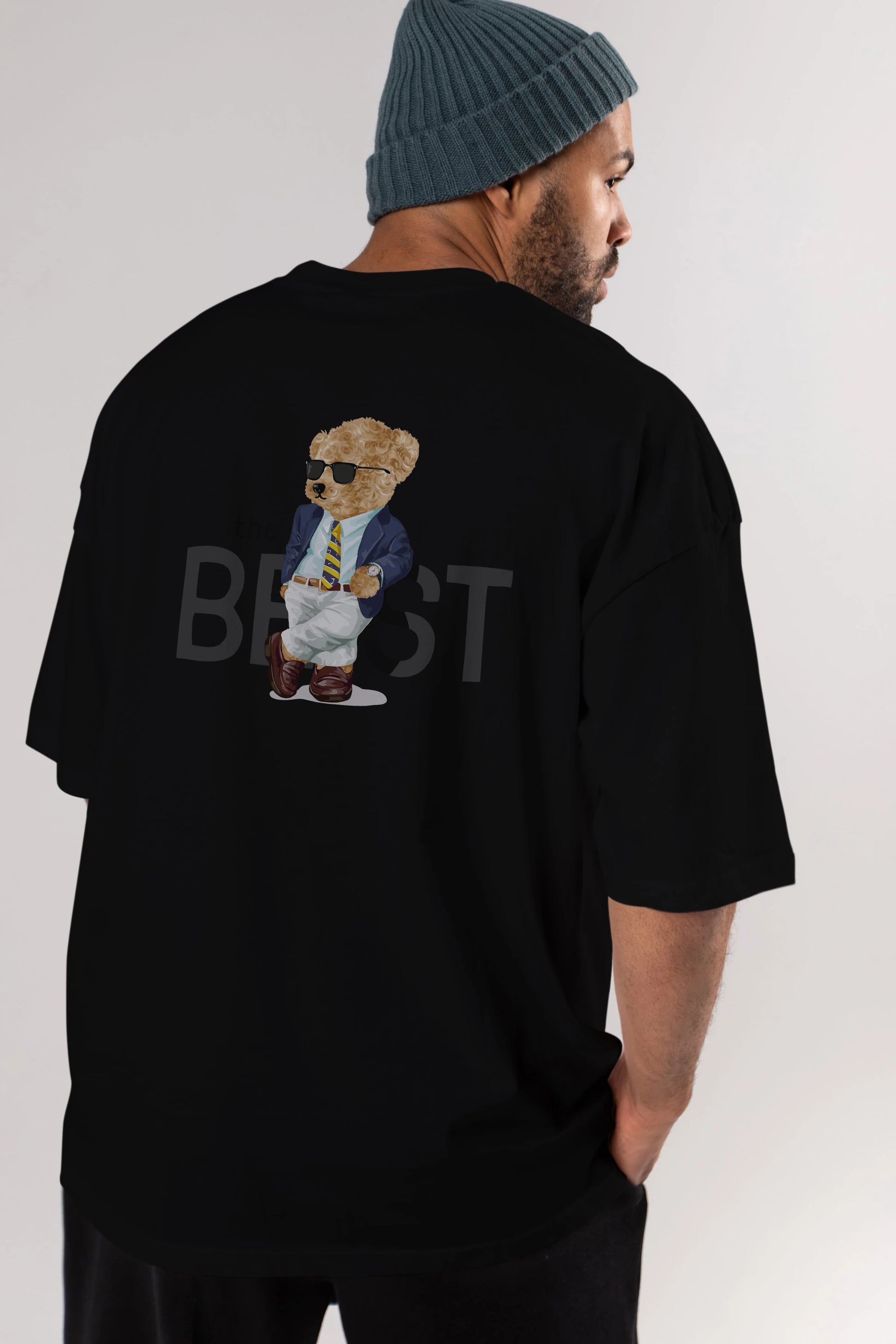 Teddy Bear The Best Arka Baskılı Oversize t-shirt Erkek Kadın Unisex %100 Pamuk