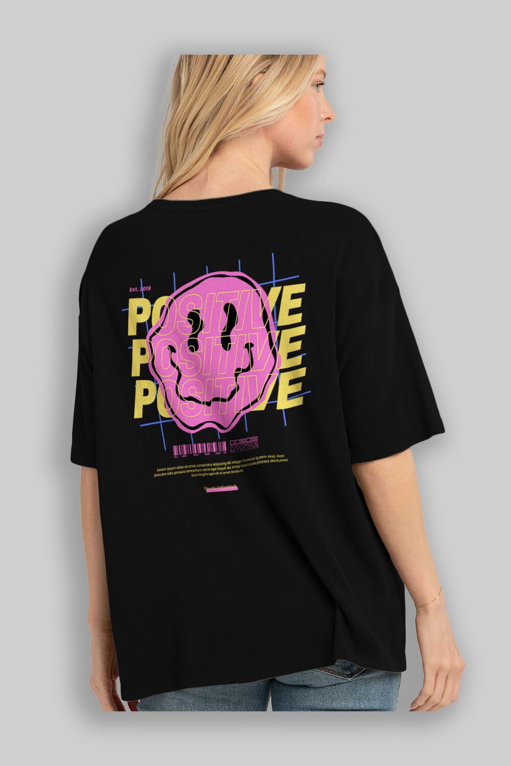 Positive 2 Arka Baskılı Oversize t-shirt Erkek Kadın Unisex