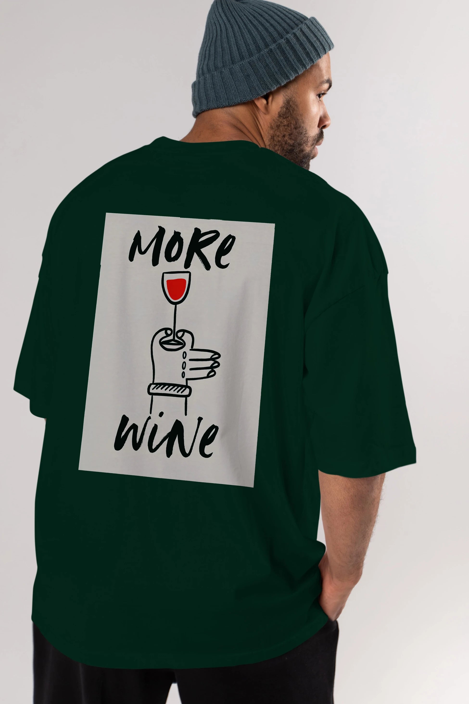 More Wine 2 Arka Baskılı Oversize t-shirt Erkek Kadın Unisex %100 Pamuk Bisiklet Yaka tişort