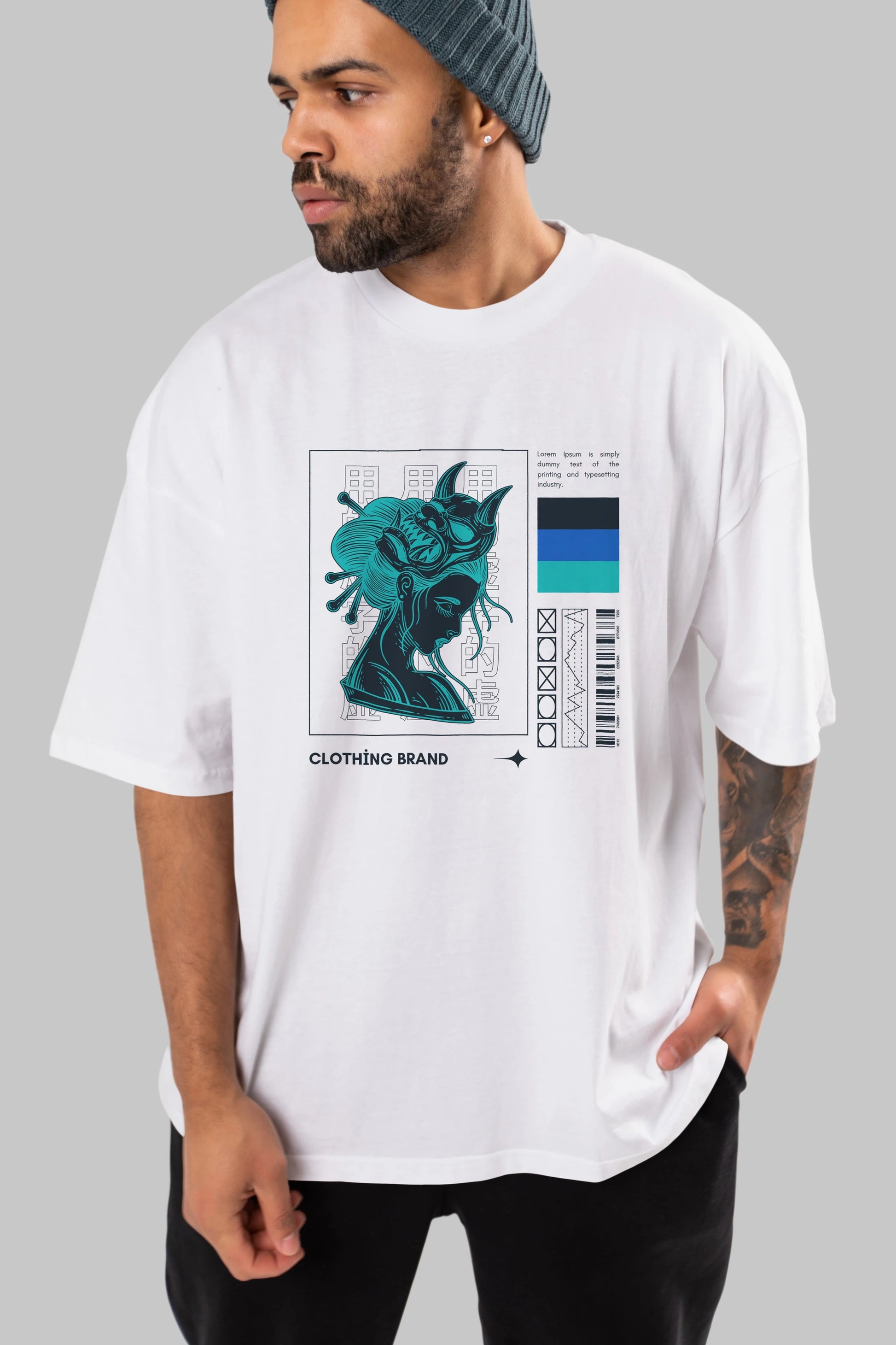 Hipster Japanese Style 2 Ön Baskılı Oversize t-shirt Erkek Kadın Unisex