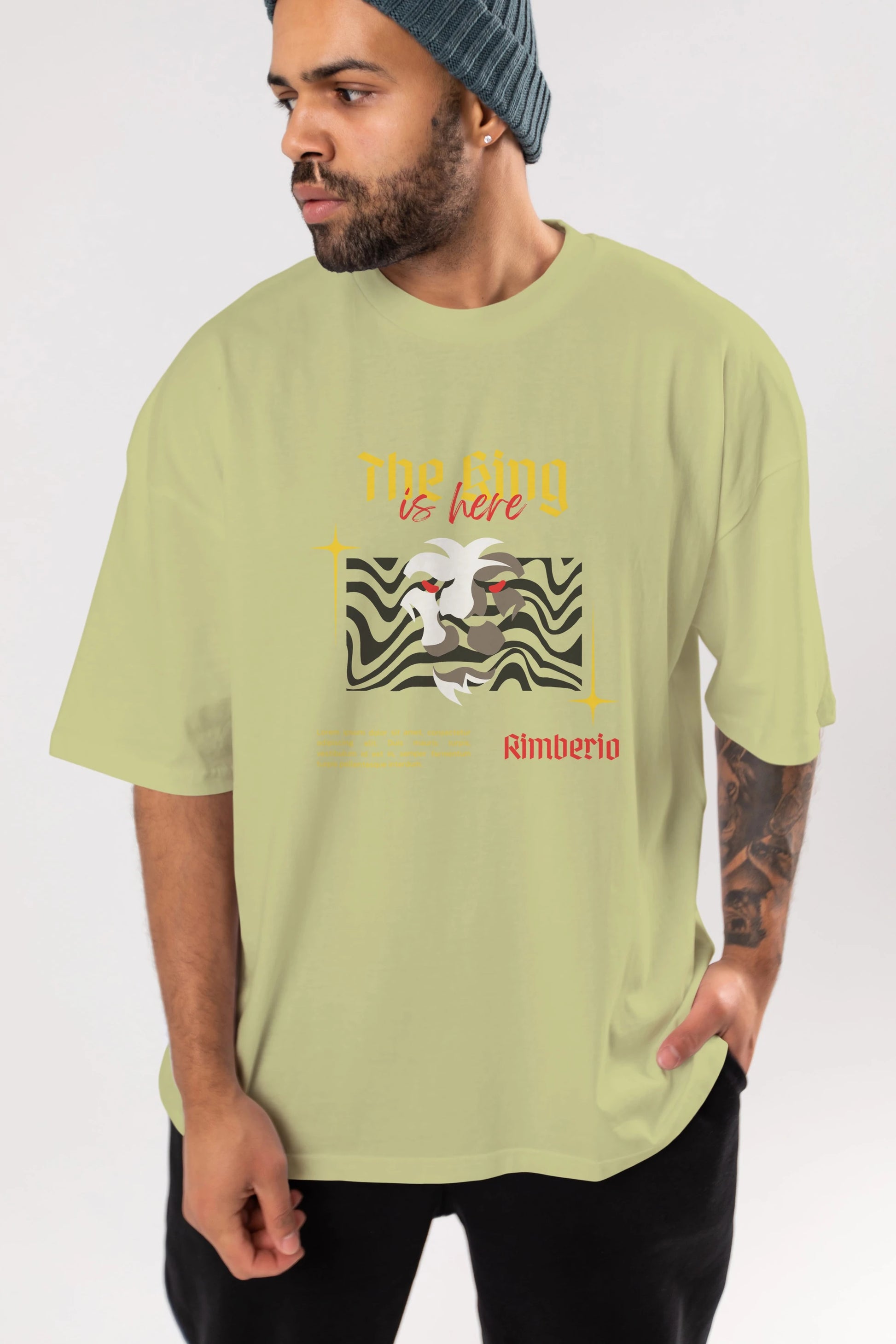 The King is Here Yazılı Ön Baskılı Oversize t-shirt Erkek Kadın Unisex