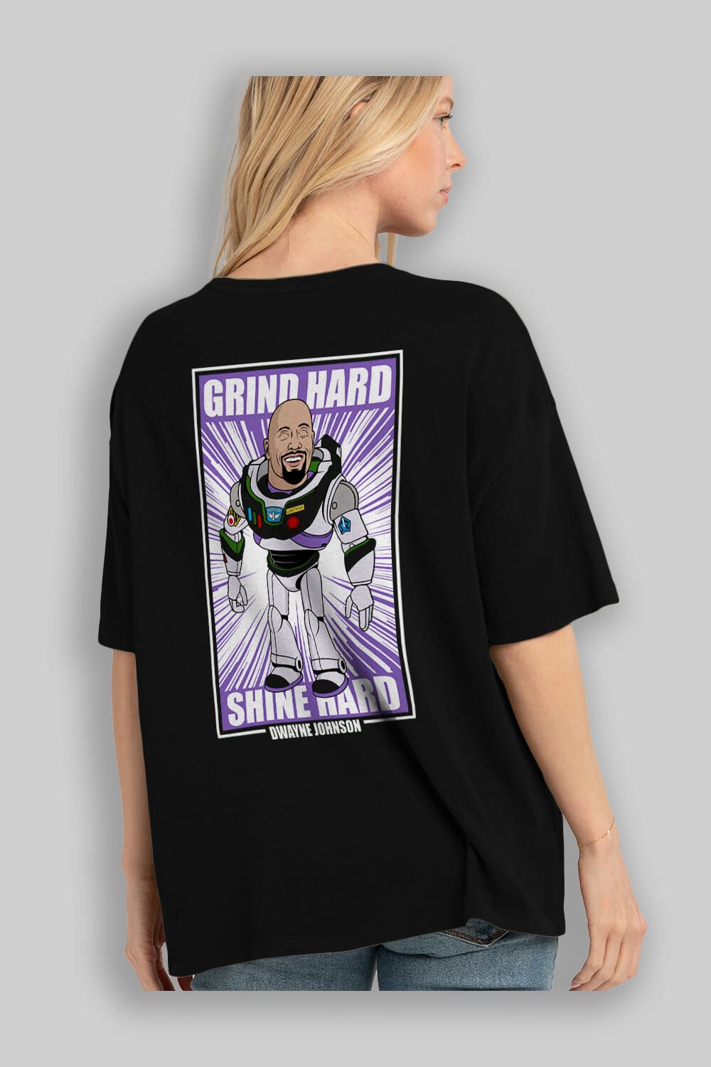 Dwayne Johnson Buzz Lightyear Arka Baskılı Oversize t-shirt Erkek Kadın Unisex %100 Pamuk tişort