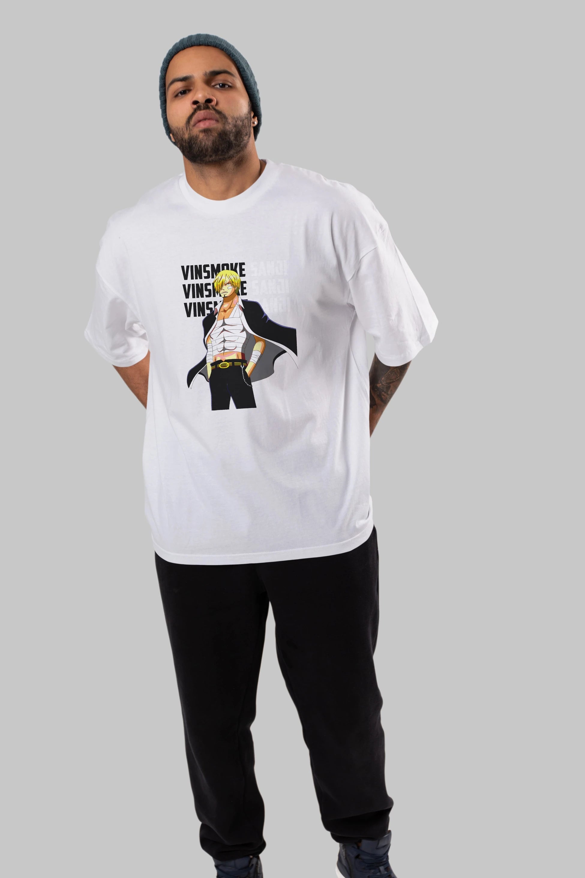 Sanji Anime Ön Baskılı Oversize t-shirt Erkek Kadın Unisex