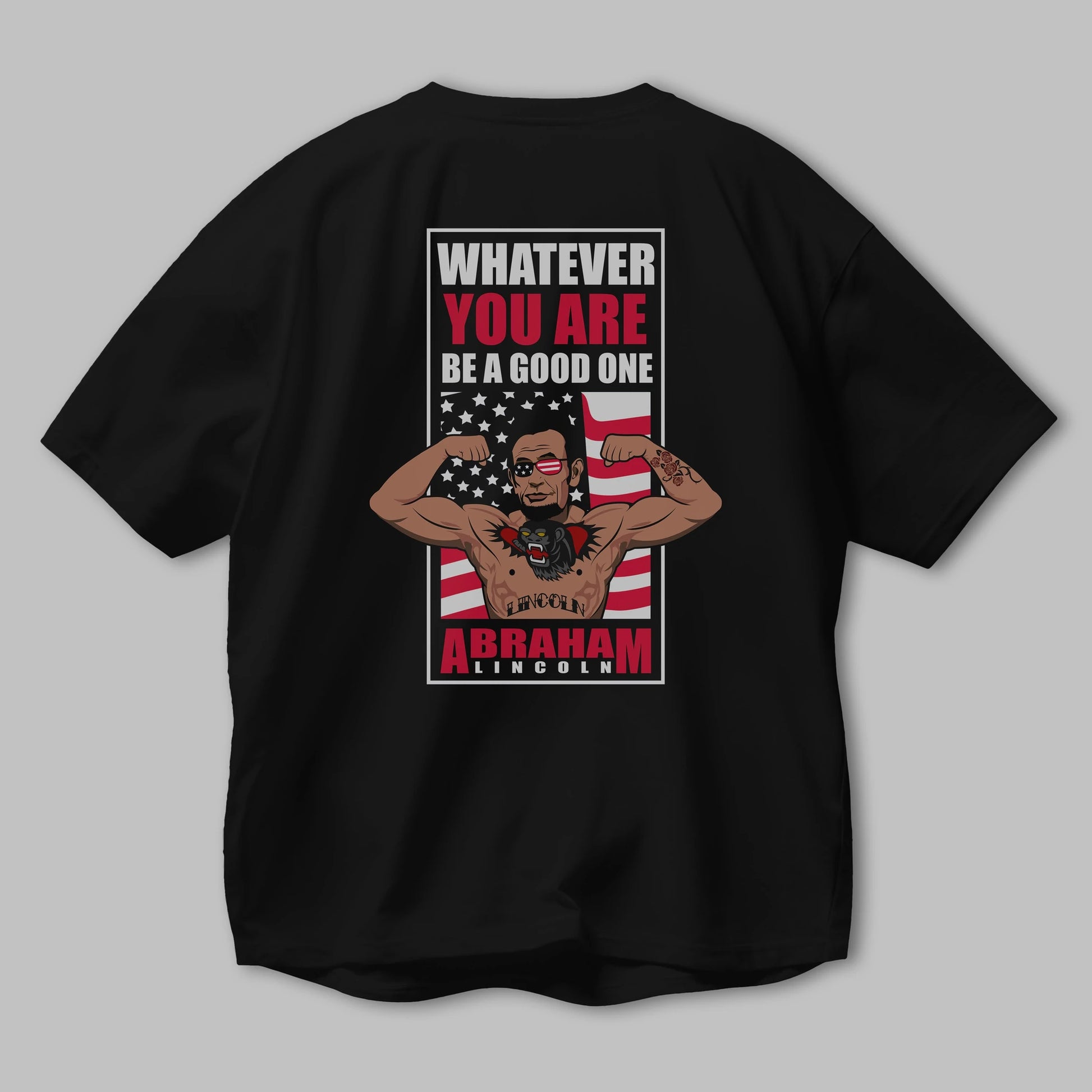 Lincoln Fighter Arka Baskılı Oversize t-shirt Erkek Kadın Unisex %100 Pamuk tişort