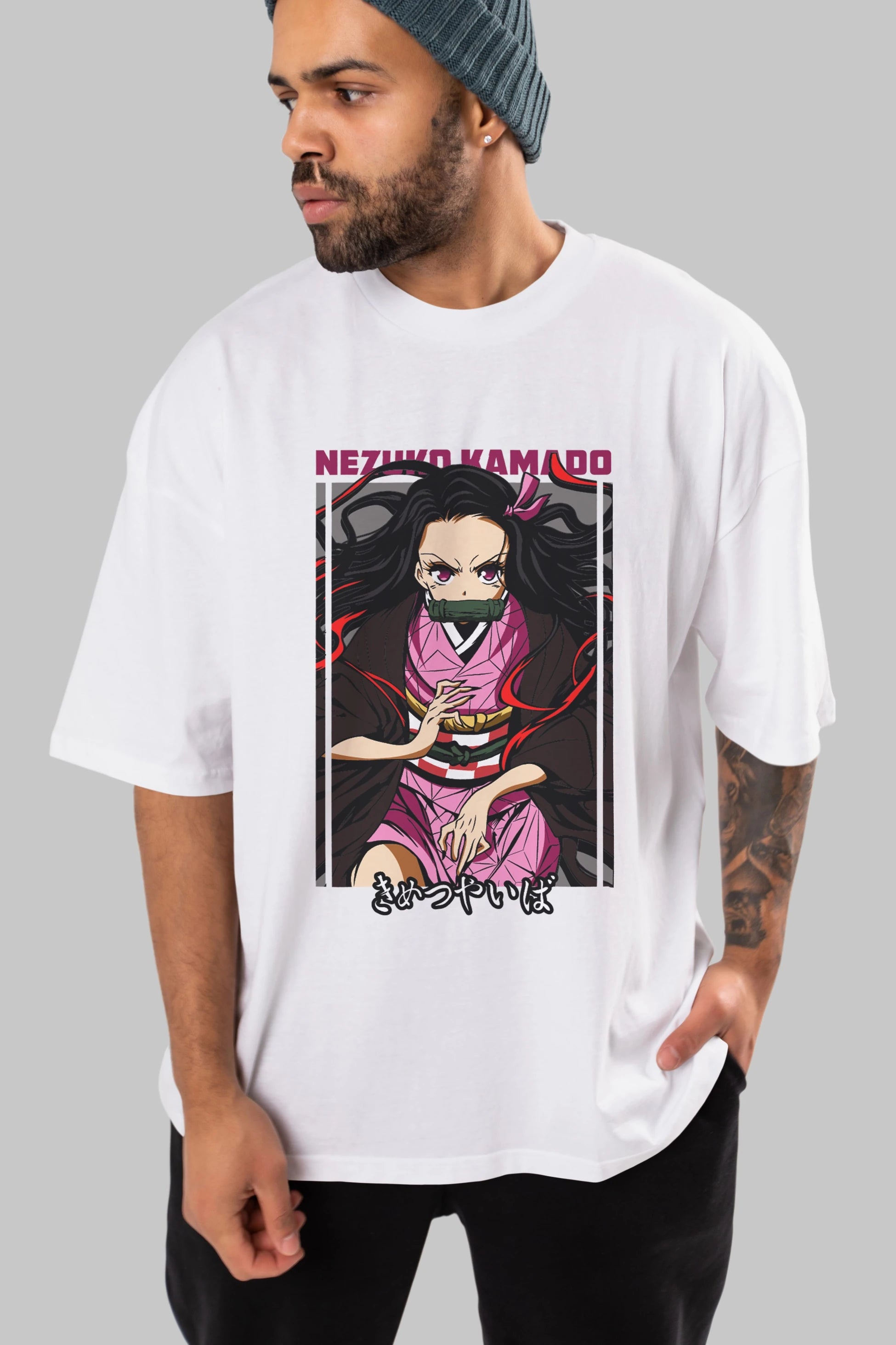 Nezuko Kamado 1 Anime Ön Baskılı Oversize t-shirt %100 pamuk Erkek Kadın Unisex