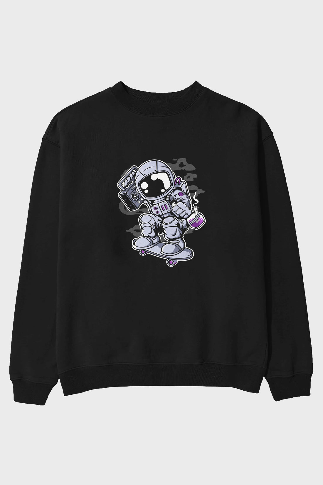 Astroanut Skater Boombox Ön Baskılı Oversize Sweatshirt Erkek Kadın Unisex