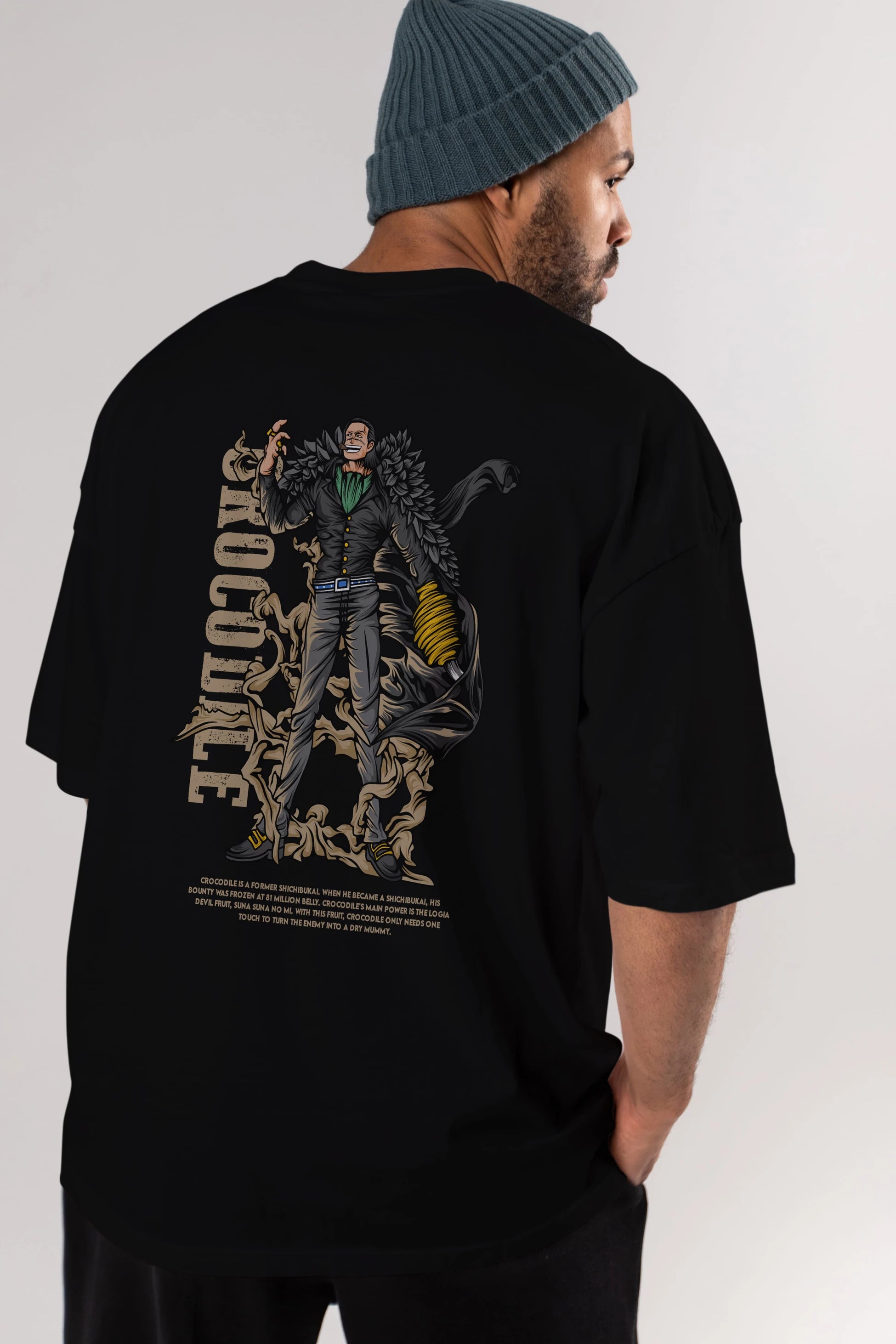 Crocodile Anime Arka Baskılı Oversize t-shirt Erkek Kadın Unisex