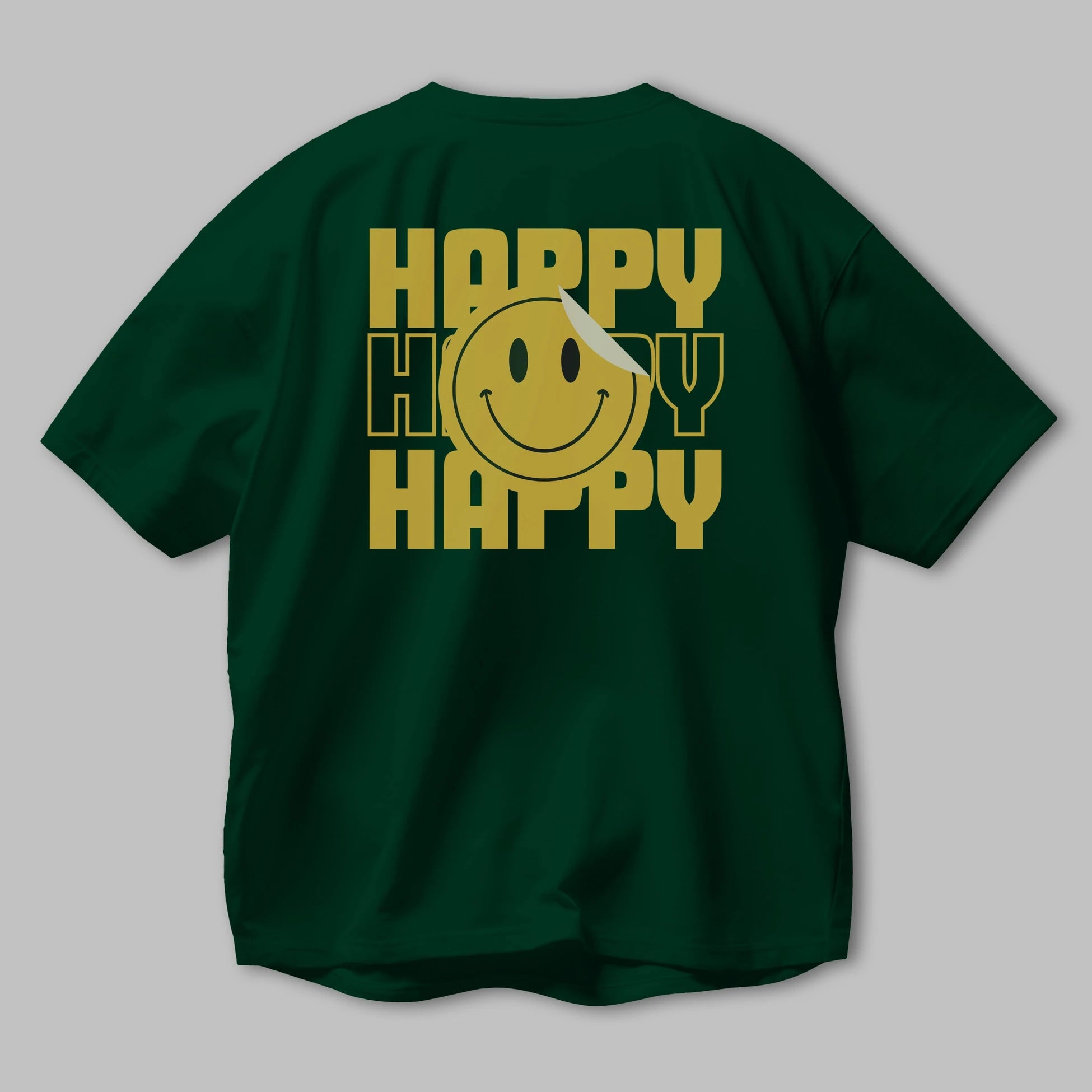 Happy Smile Yazılı Arka Baskılı Oversize t-shirt Erkek Kadın Unisex