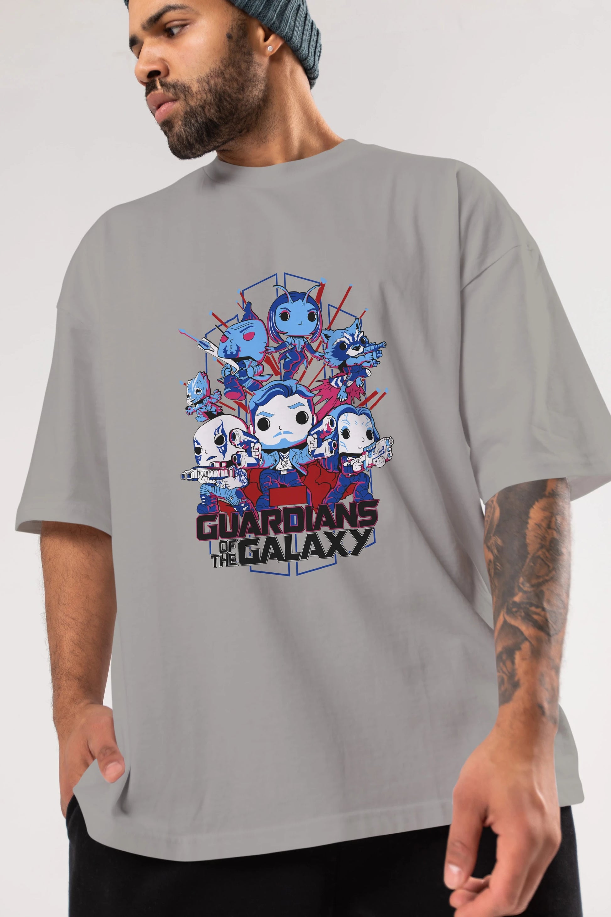 Guardians of the Galaxy Ön Baskılı Oversize t-shirt Erkek Kadın Unisex %100 Pamuk Bisiklet Yaka tişort