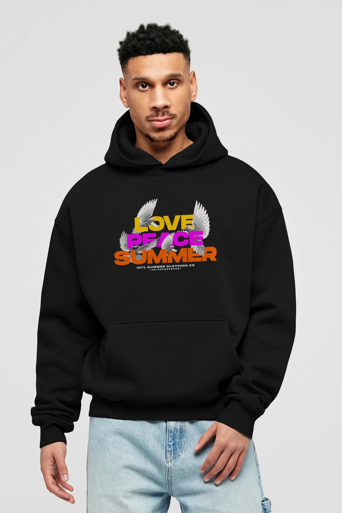 Love Peace Summer Ön Baskılı Hoodie Oversize Kapüşonlu Sweatshirt Erkek Kadın Unisex