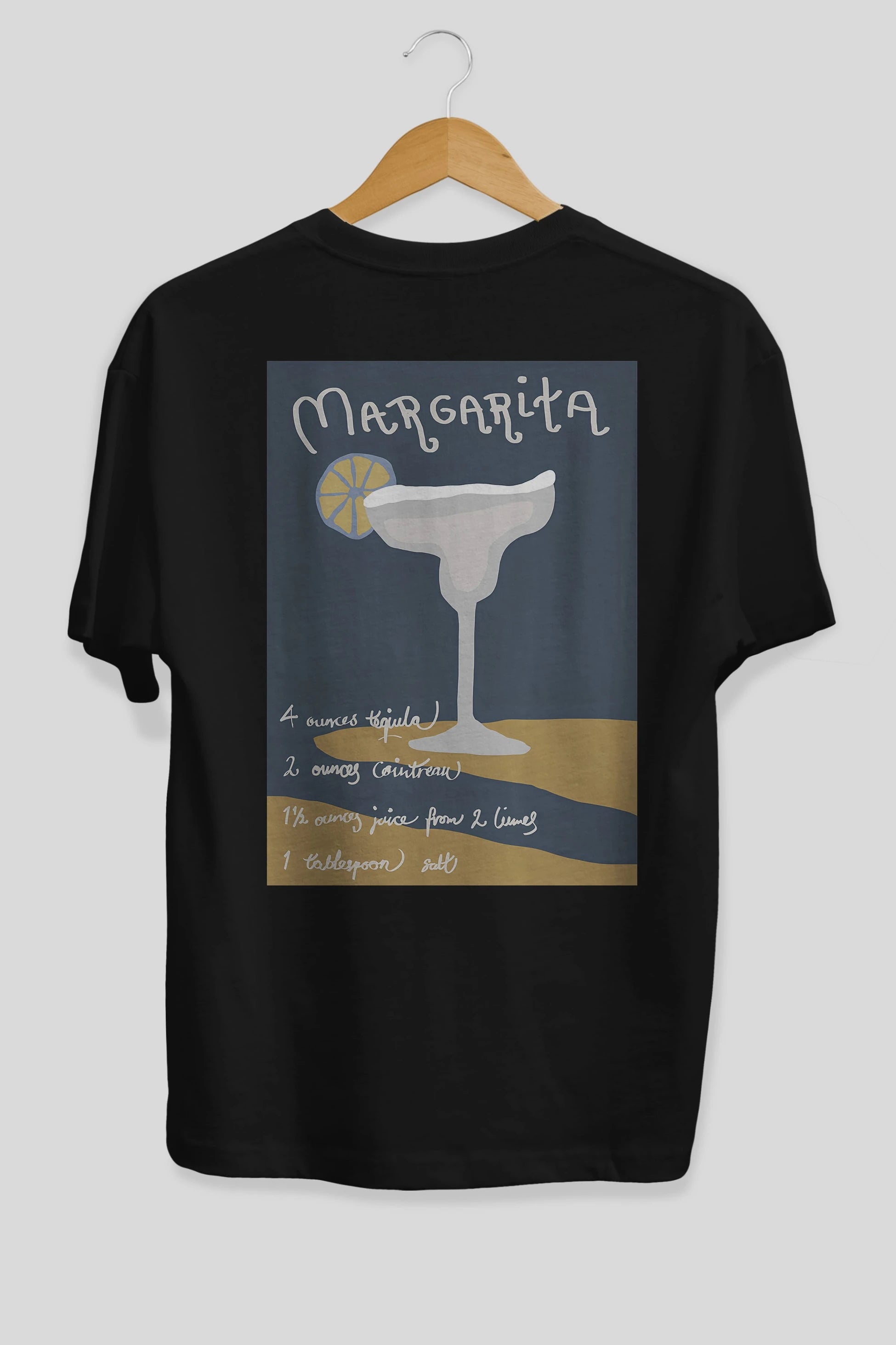 Margarita 2 Arka Baskılı Oversize t-shirt Erkek Kadın Unisex %100 Pamuk Bisiklet Yaka tişort