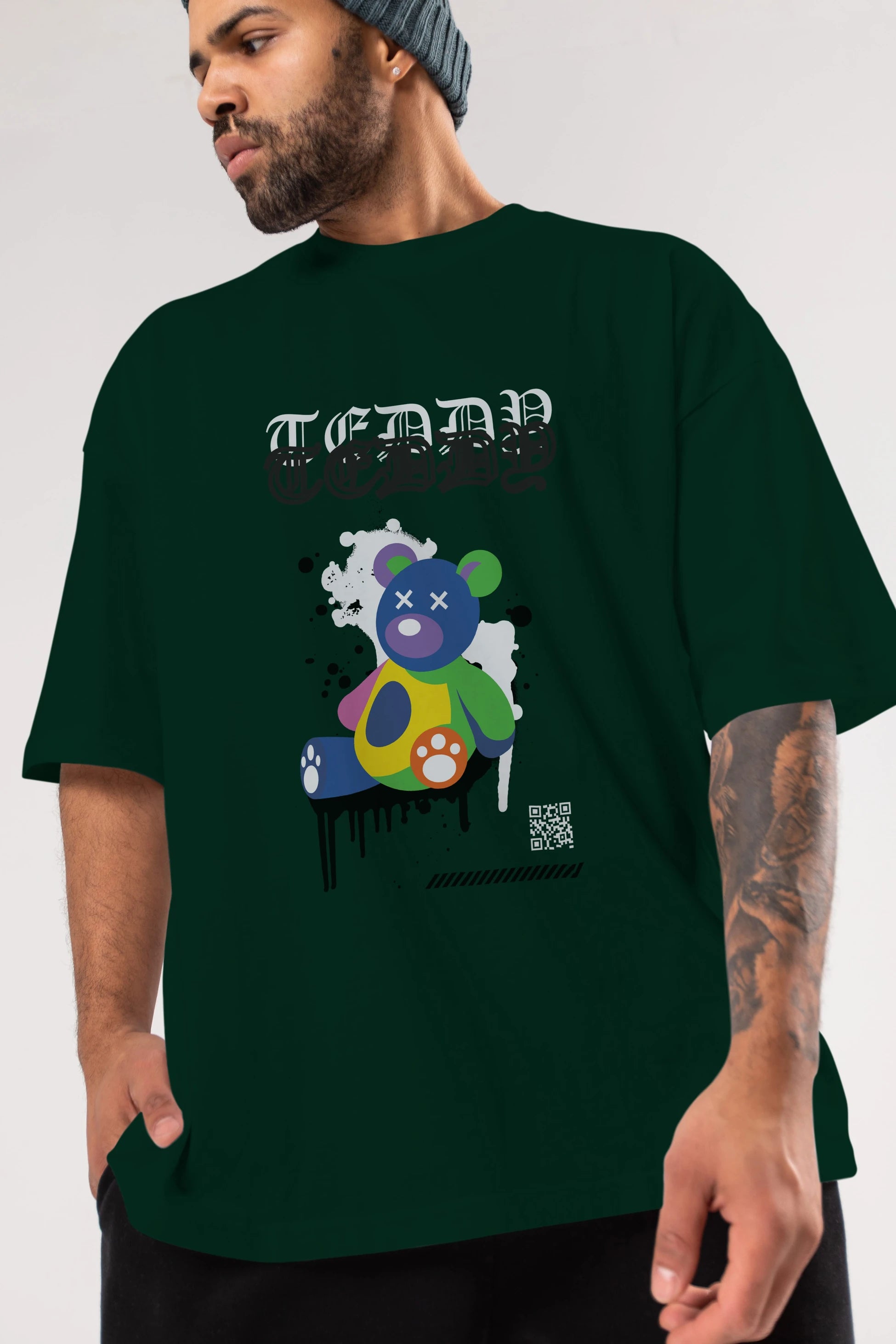 Teddy Bear Ön Baskılı Oversize t-shirt Erkek Kadın Unisex