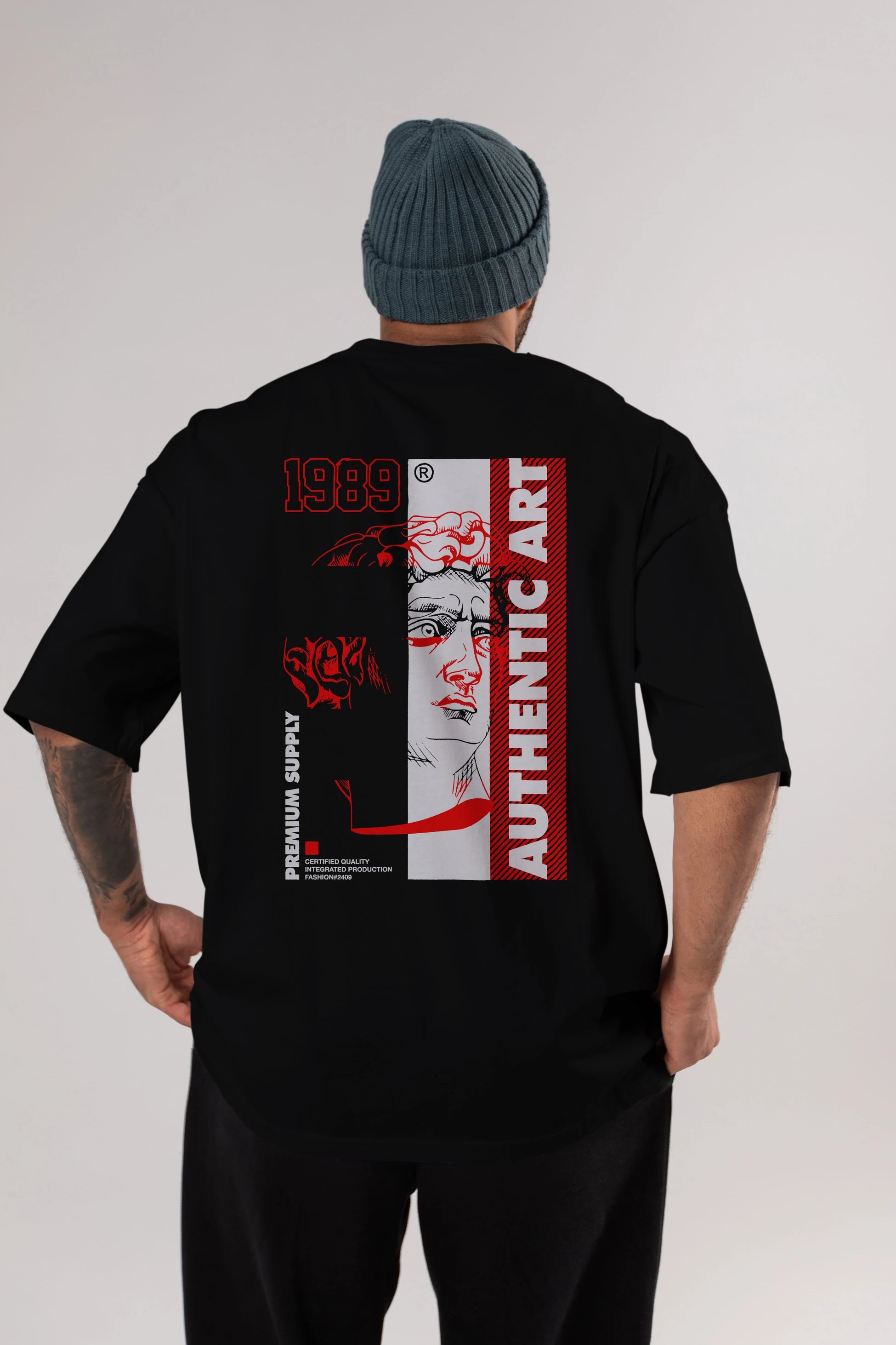 Authentic Art Arka Baskılı Oversize t-shirt Erkek Kadın Unisex