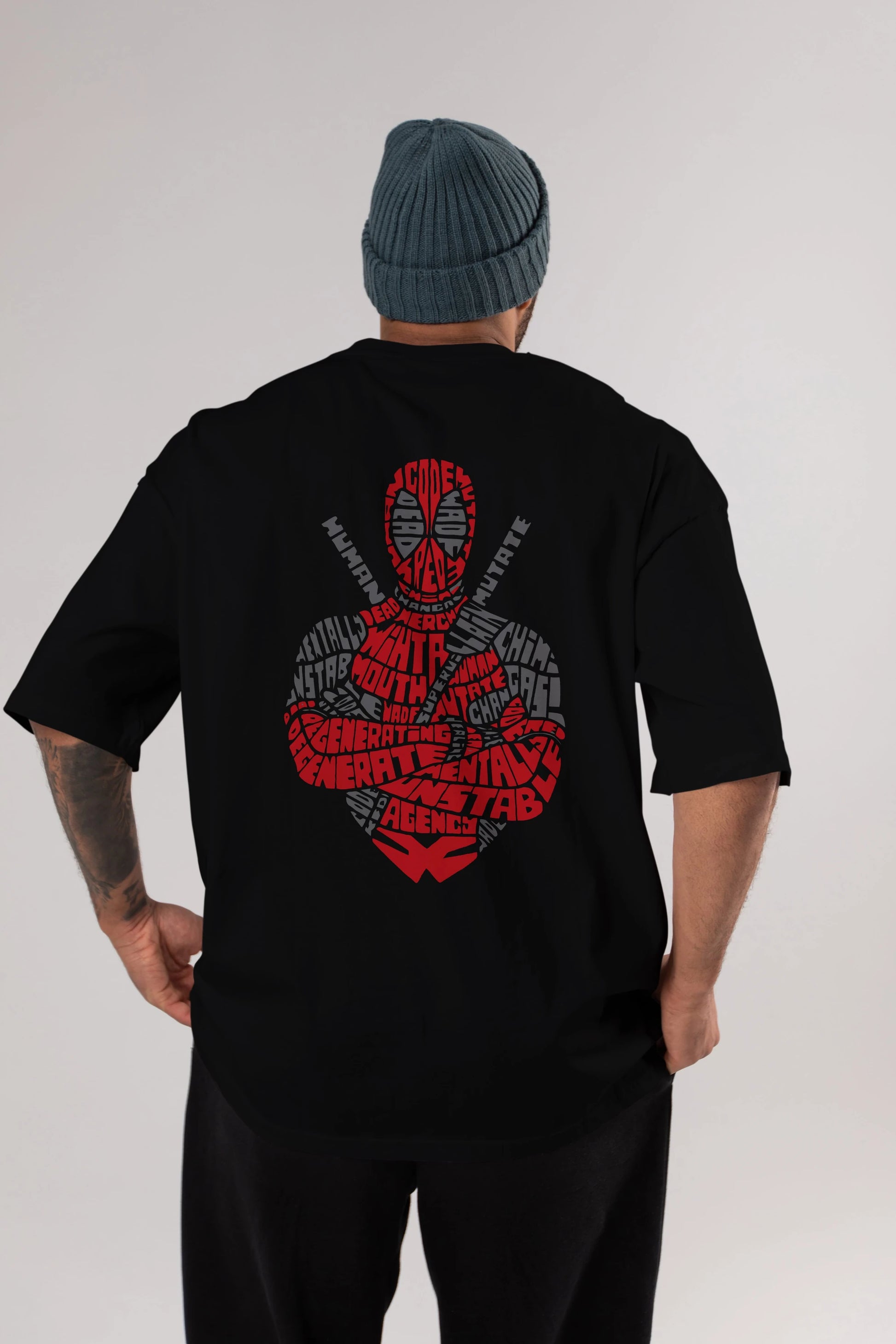 Deadpool (16) Arka Baskılı Oversize t-shirt Erkek Kadın Unisex %100 Pamuk Bisiklet Yaka tişort