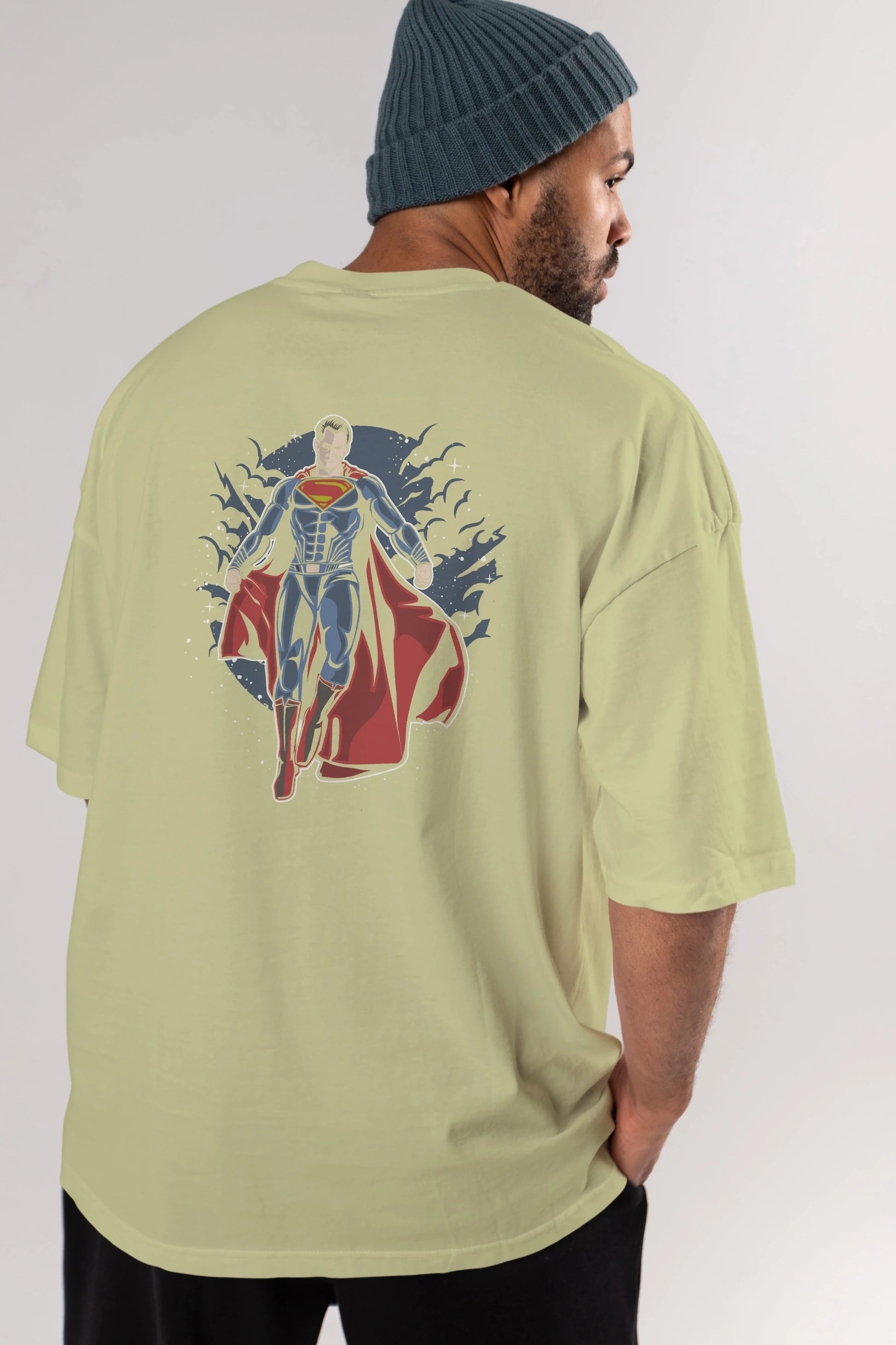 SUPERMAN Arka Baskılı Oversize t-shirt Erkek Kadın Unisex %100 Pamuk