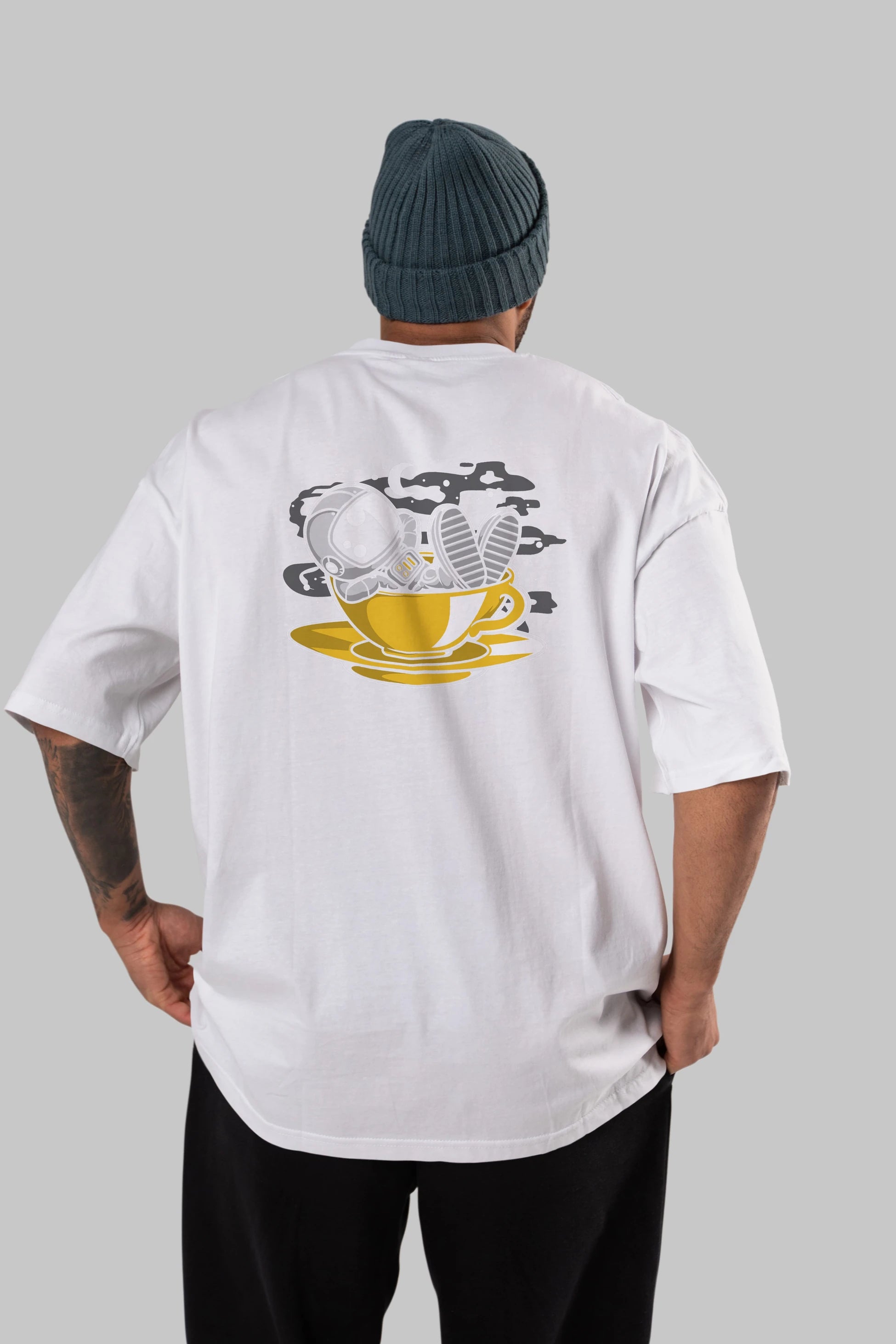 Astronaut Relax Arka Baskılı Oversize t-shirt Erkek Kadın Unisex