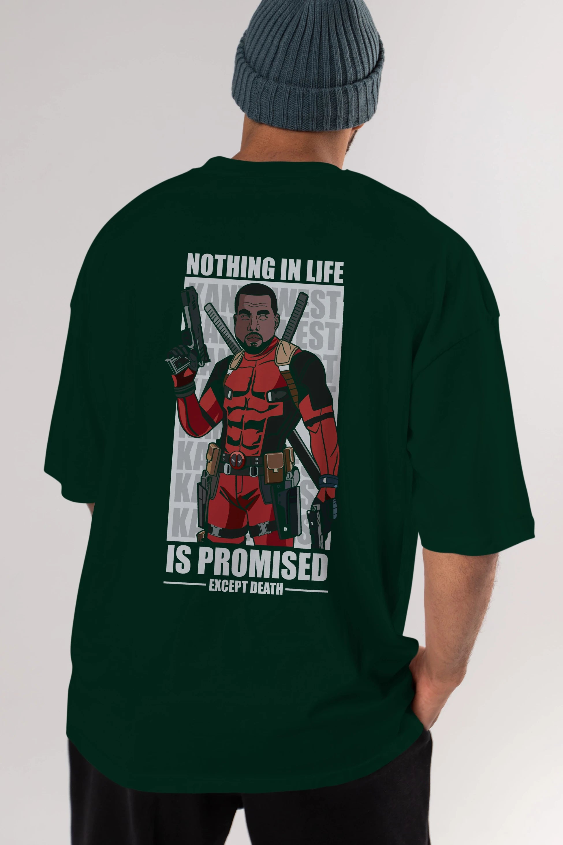 Kanye West Deadpool Arka Baskılı Oversize t-shirt Erkek Kadın Unisex %100 Pamuk tişort