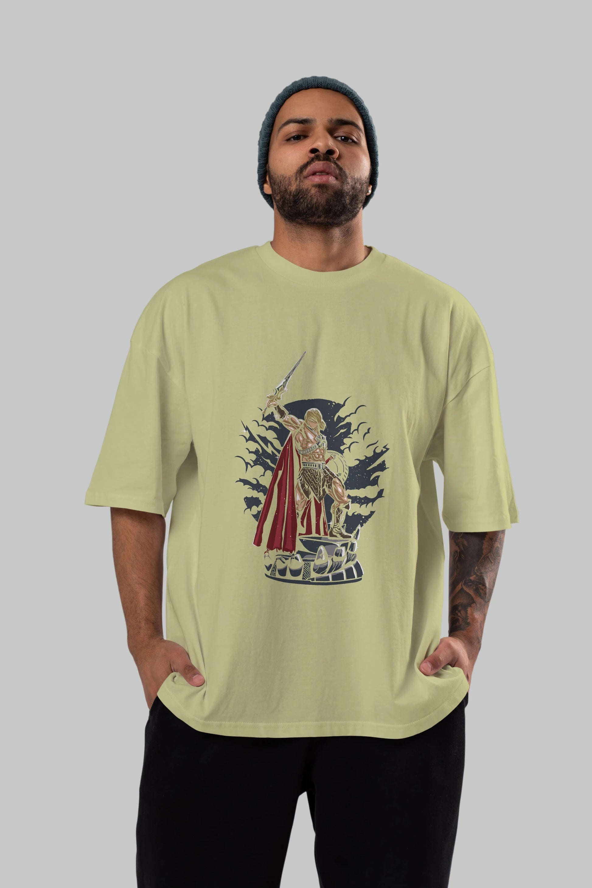 Warrior Ön Baskılı Oversize t-shirt Erkek Kadın Unisex %100 Pamuk tişort