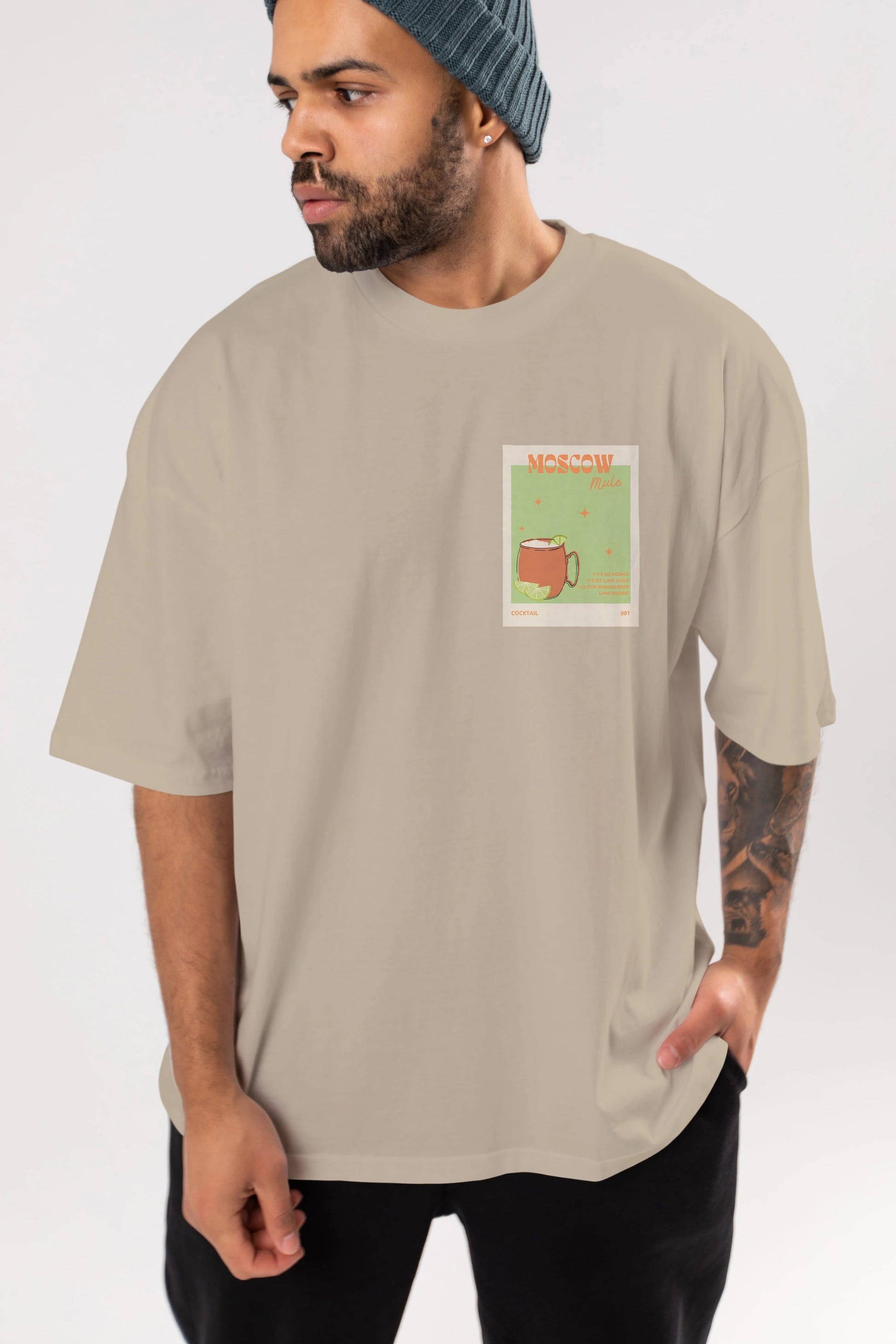 Moscow Mule 2 Ön Sol Baskılı Oversize t-shirt Erkek Kadın Unisex %100 Pamuk Bisiklet Yaka tişort