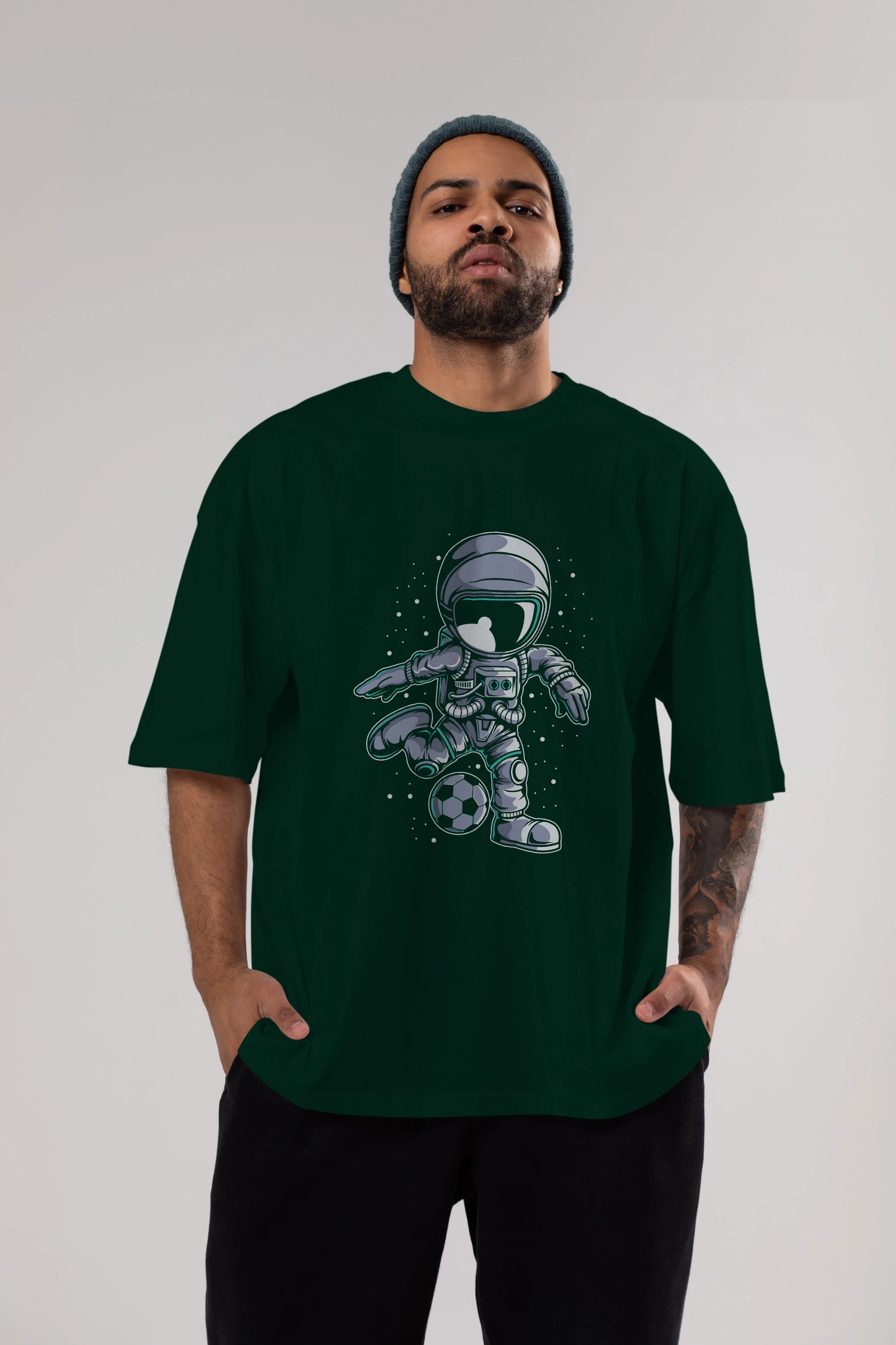 Astronaut Soccer (2) Ön Baskılı Oversize t-shirt Erkek Kadın Unisex