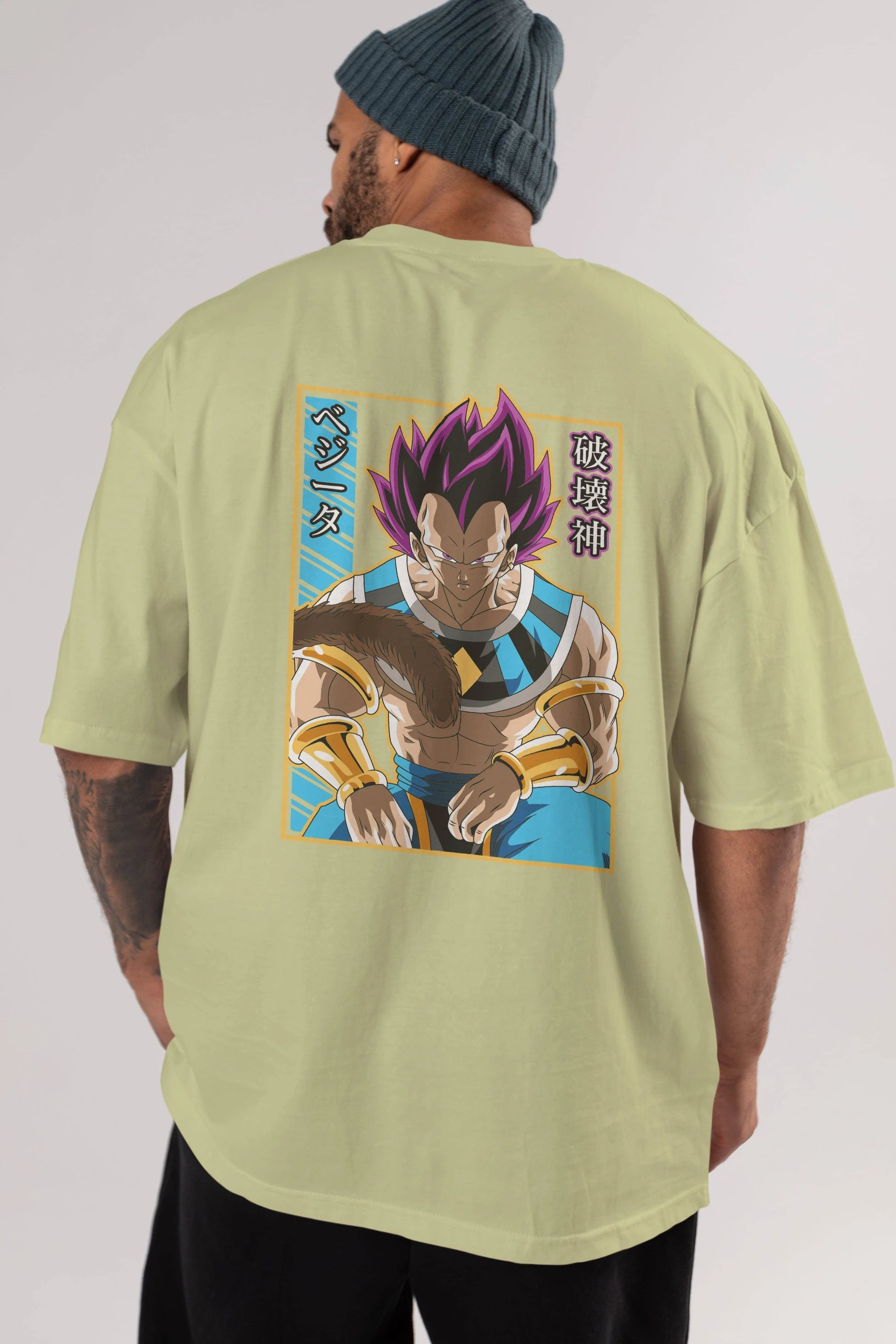 DragonBall VegetaHakaishin Anime Arka Baskılı Oversize t-shirt Erkek Kadın Unisex