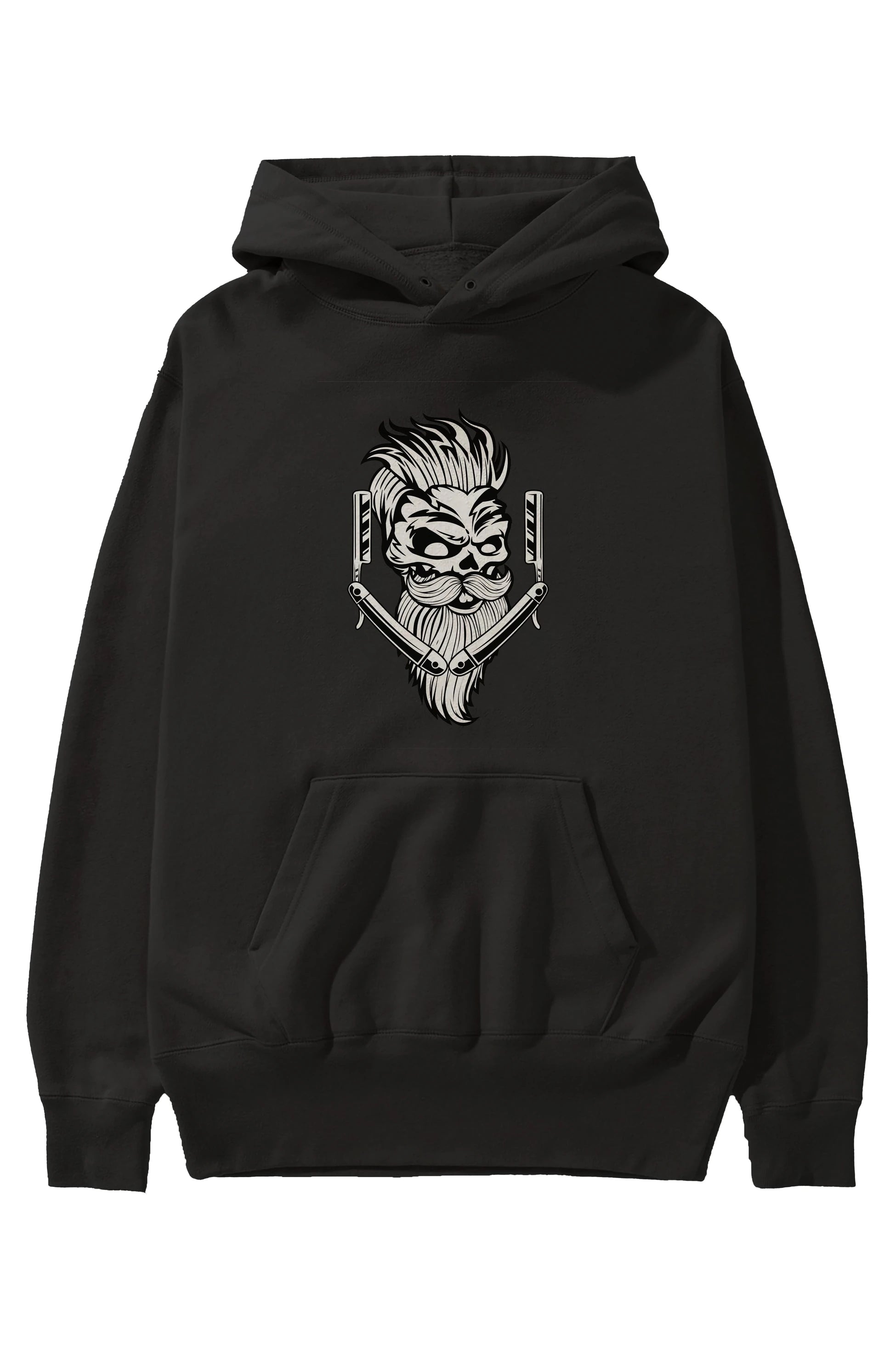 Skull Beard Ön Baskılı Hoodie Oversize Kapüşonlu Sweatshirt Erkek Kadın Unisex