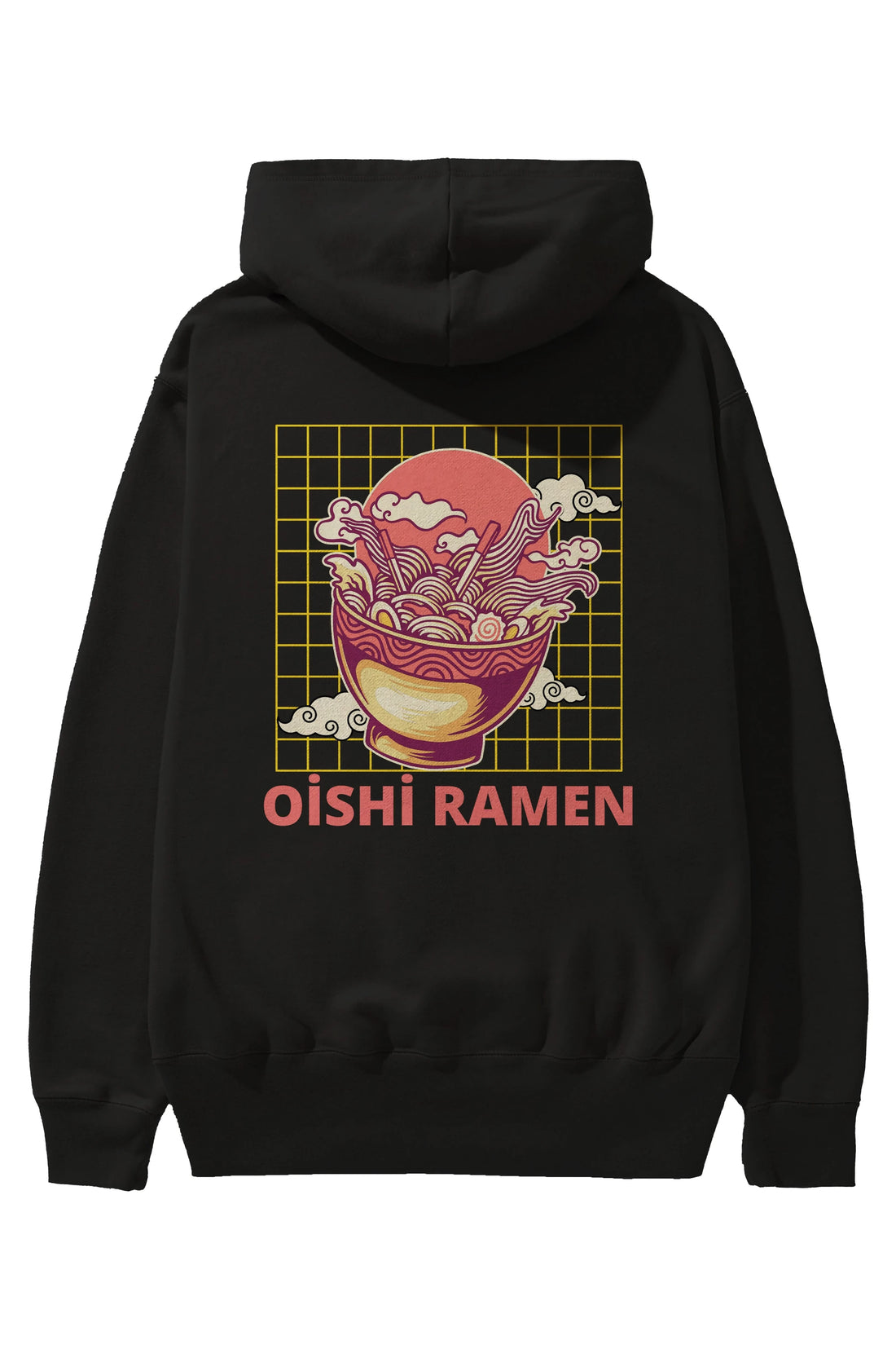 Oishi Ramen Yazılı Arka Baskılı Oversize Hoodie Kapüşonlu Sweatshirt Erkek Kadın Unisex