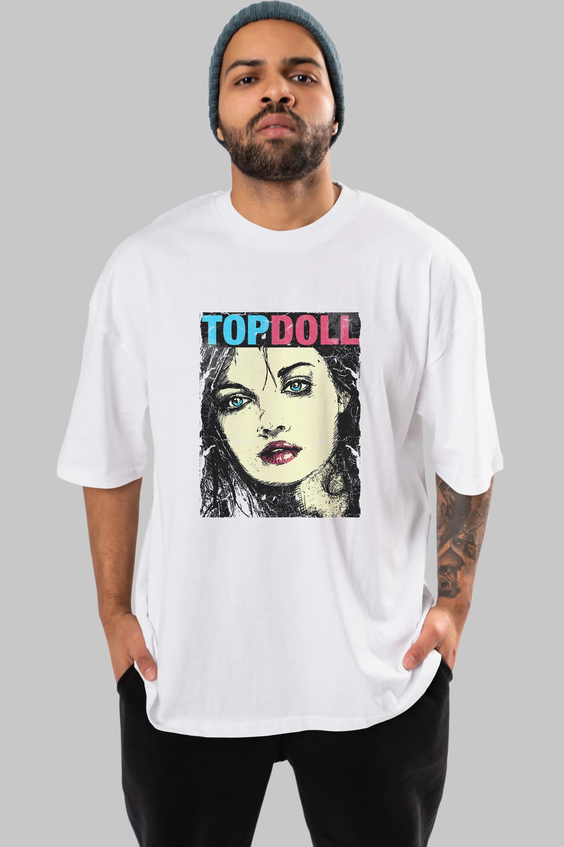 Topdoll Streetwear Ön Baskılı Oversize t-shirt Erkek Kadın Unisex