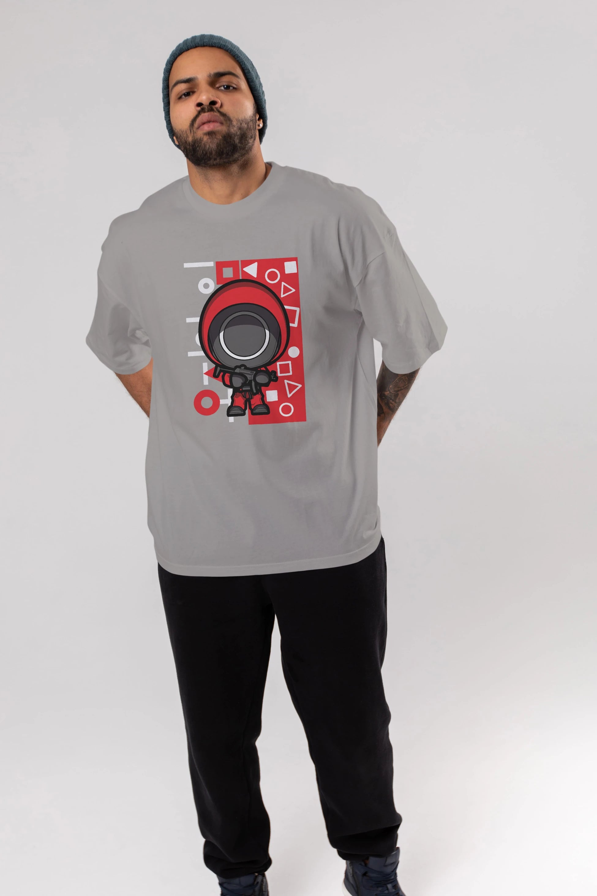 Squid Game (4) Ön Baskılı Oversize t-shirt Erkek Kadın Unisex %100 Pamuk Bisiklet Yaka tişort