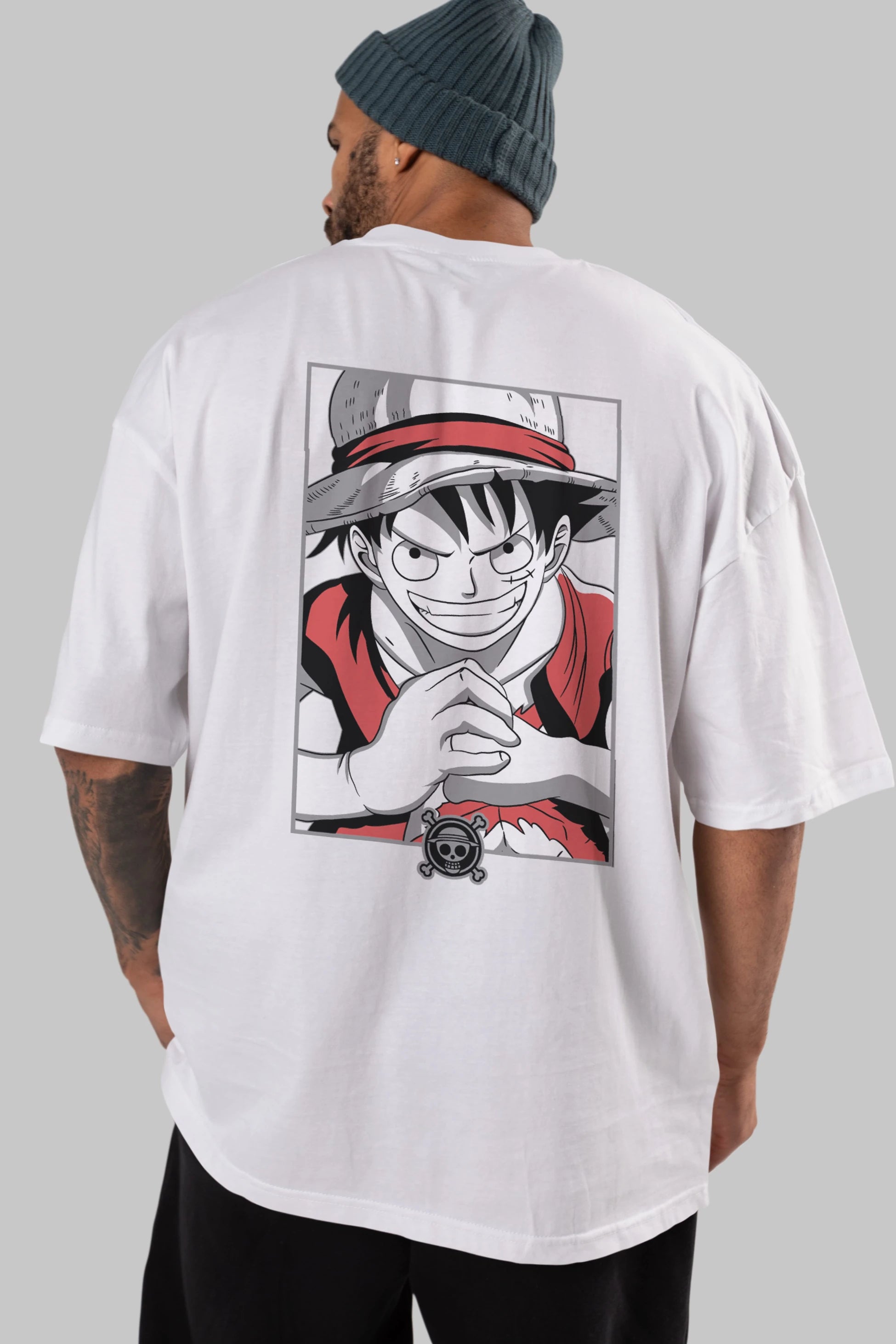 LUFF D. MONKEY OnePiece Anime Arka Baskılı Oversize t-shirt Erkek Kadın Unisex