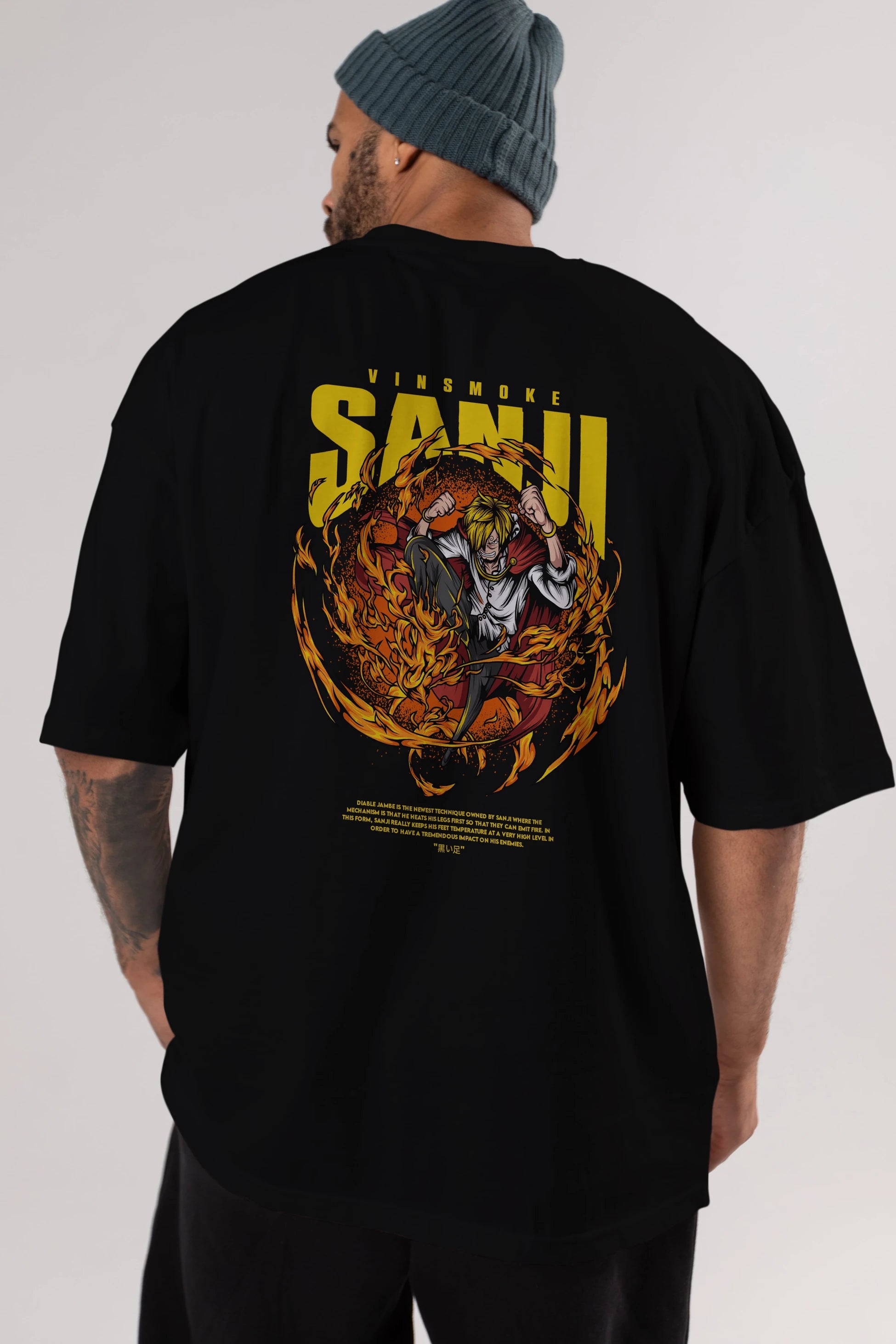 Vinsmoke Sanji Anime Arka Baskılı Oversize t-shirt Erkek Kadın Unisex