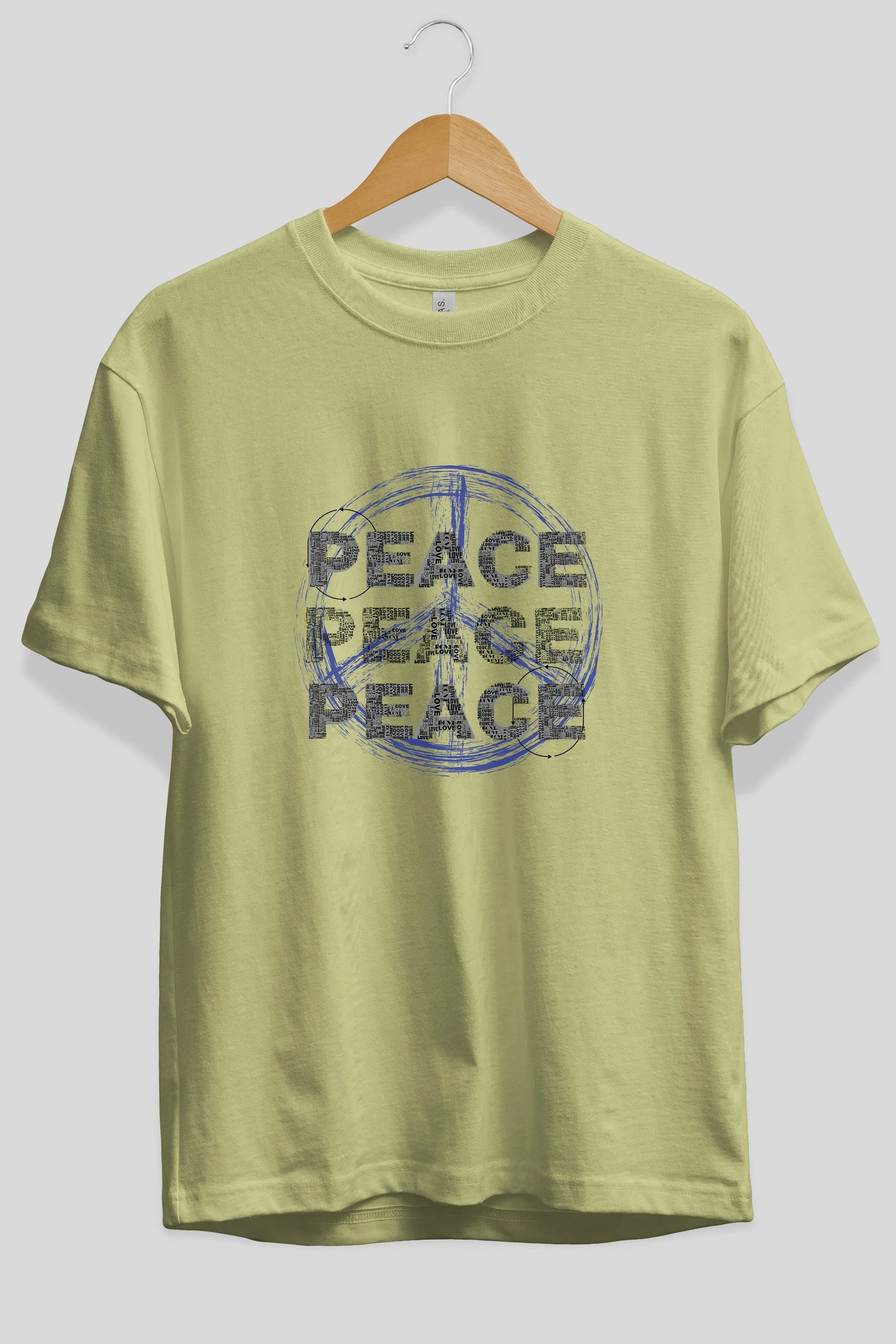 Peace Yazılı Ön Baskılı Oversize t-shirt Erkek Kadın Unisex