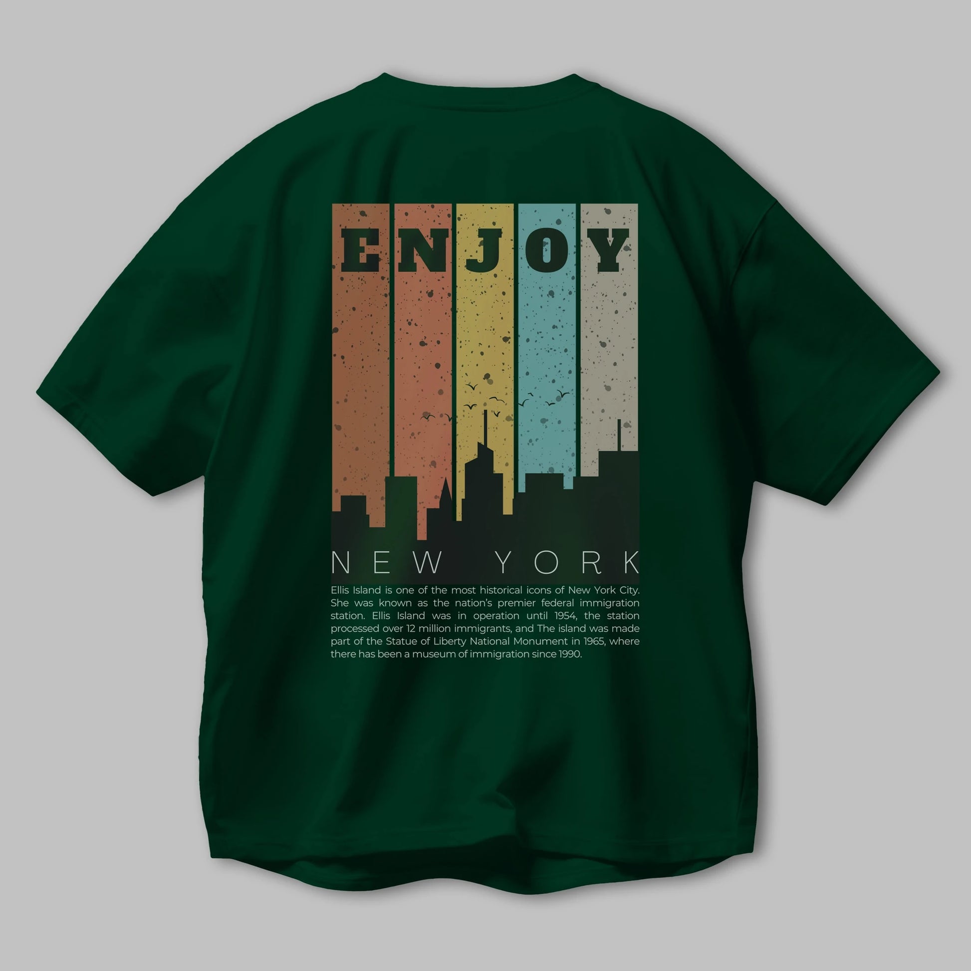 Enjoy New York Yazılı Arka Baskılı Oversize t-shirt Erkek Kadın Unisex