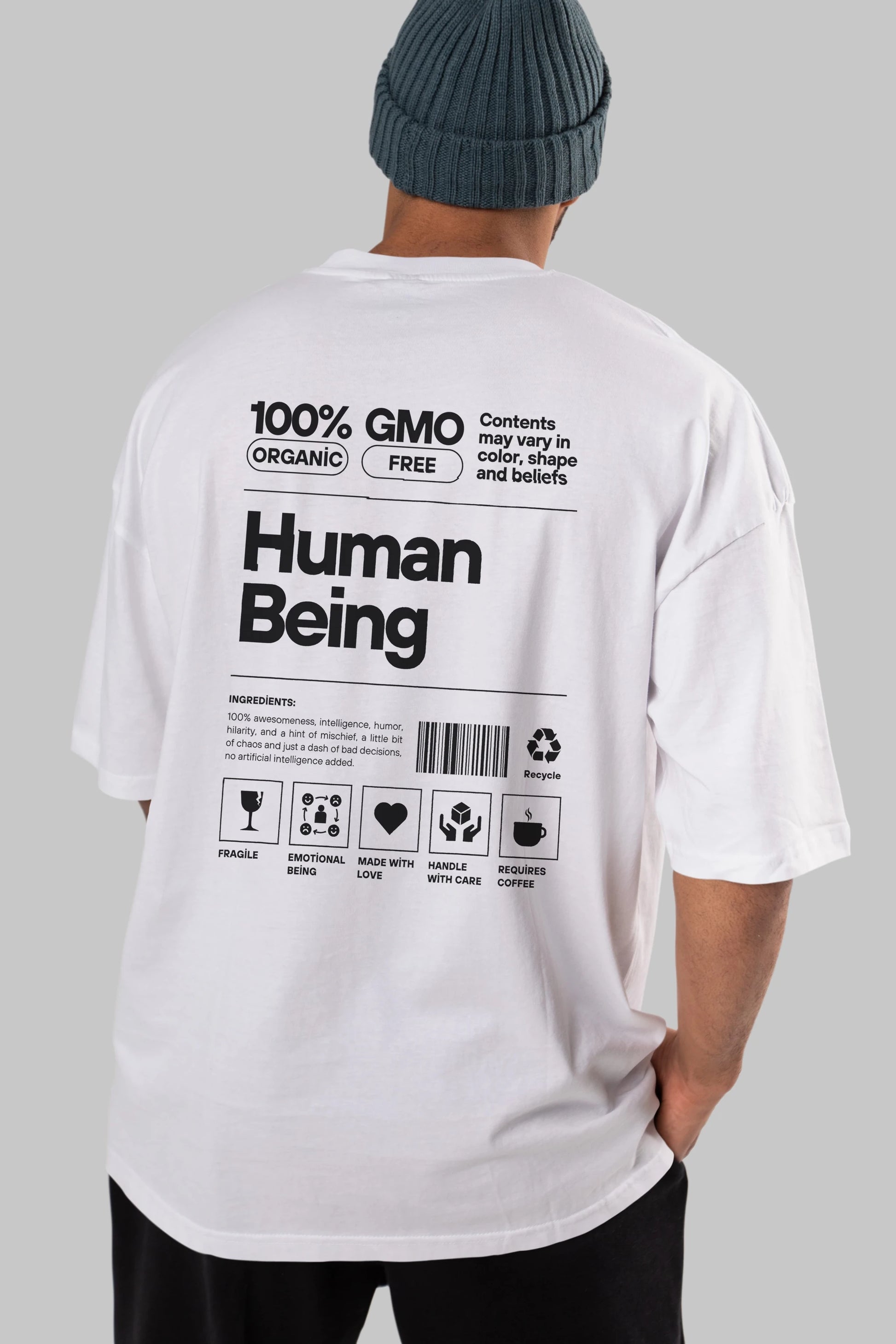 Human Being Arka Baskılı Oversize t-shirt Erkek Kadın Unisex
