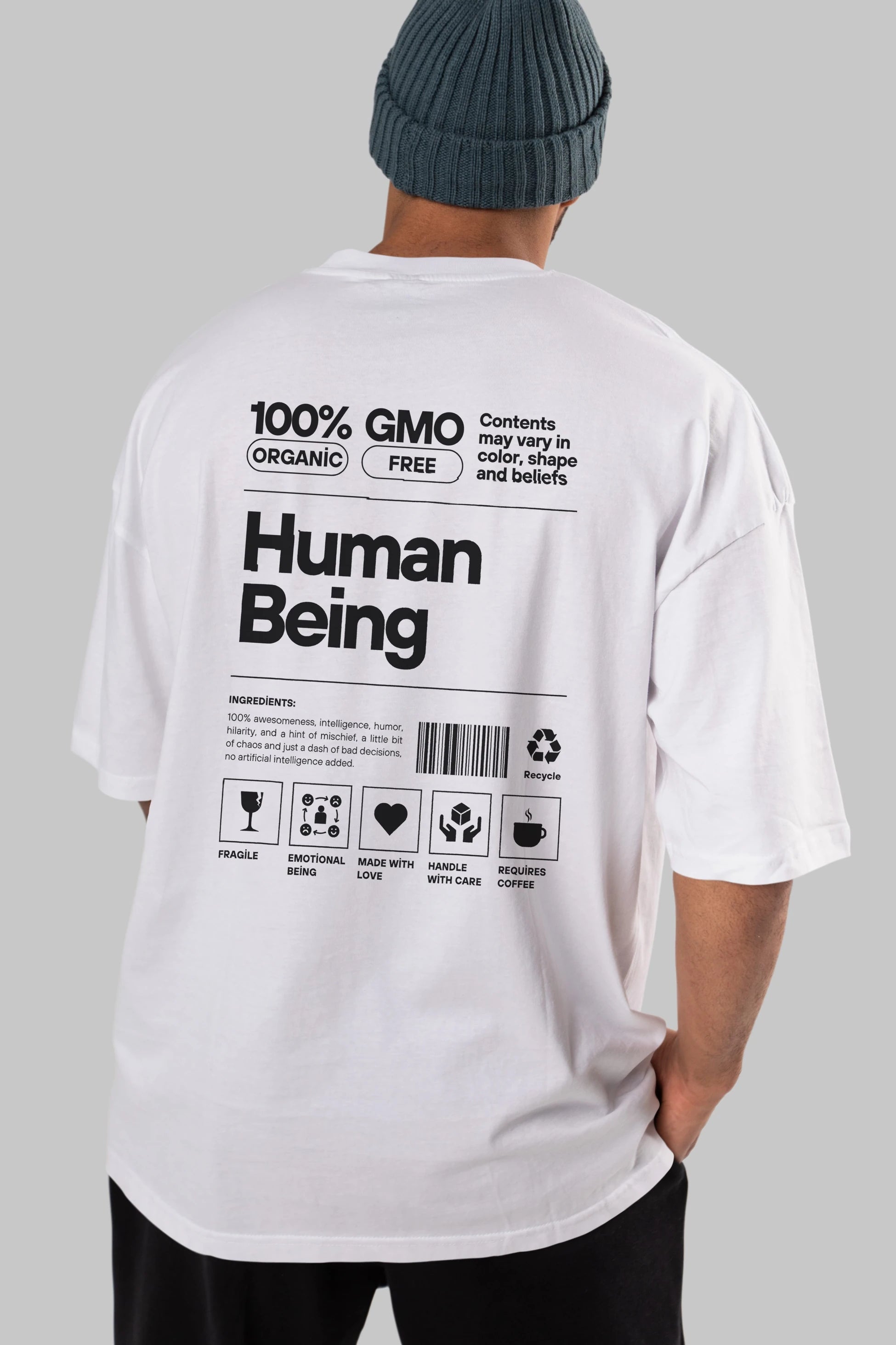 Human Being Arka Baskılı Oversize t-shirt Erkek Kadın Unisex