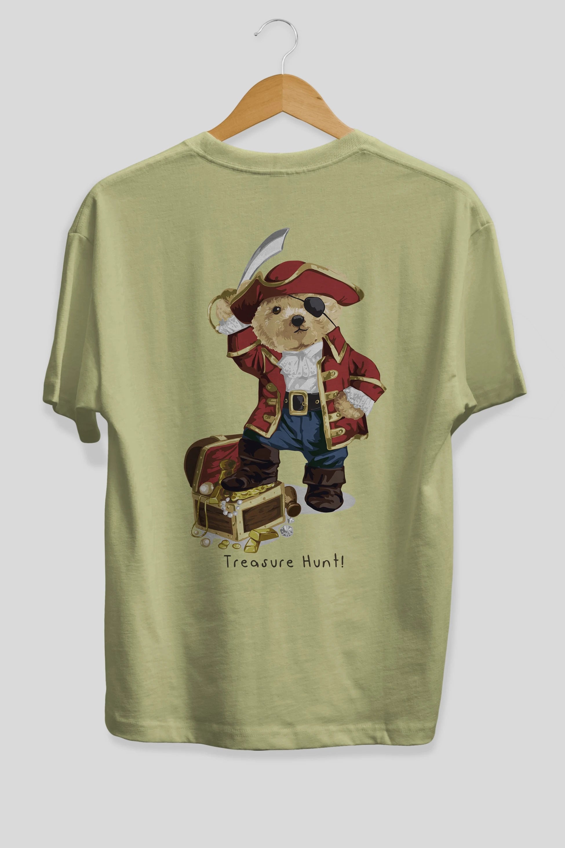 Teddy Bear Treasure Hunt Arka Baskılı Oversize t-shirt Erkek Kadın Unisex %100 Pamuk