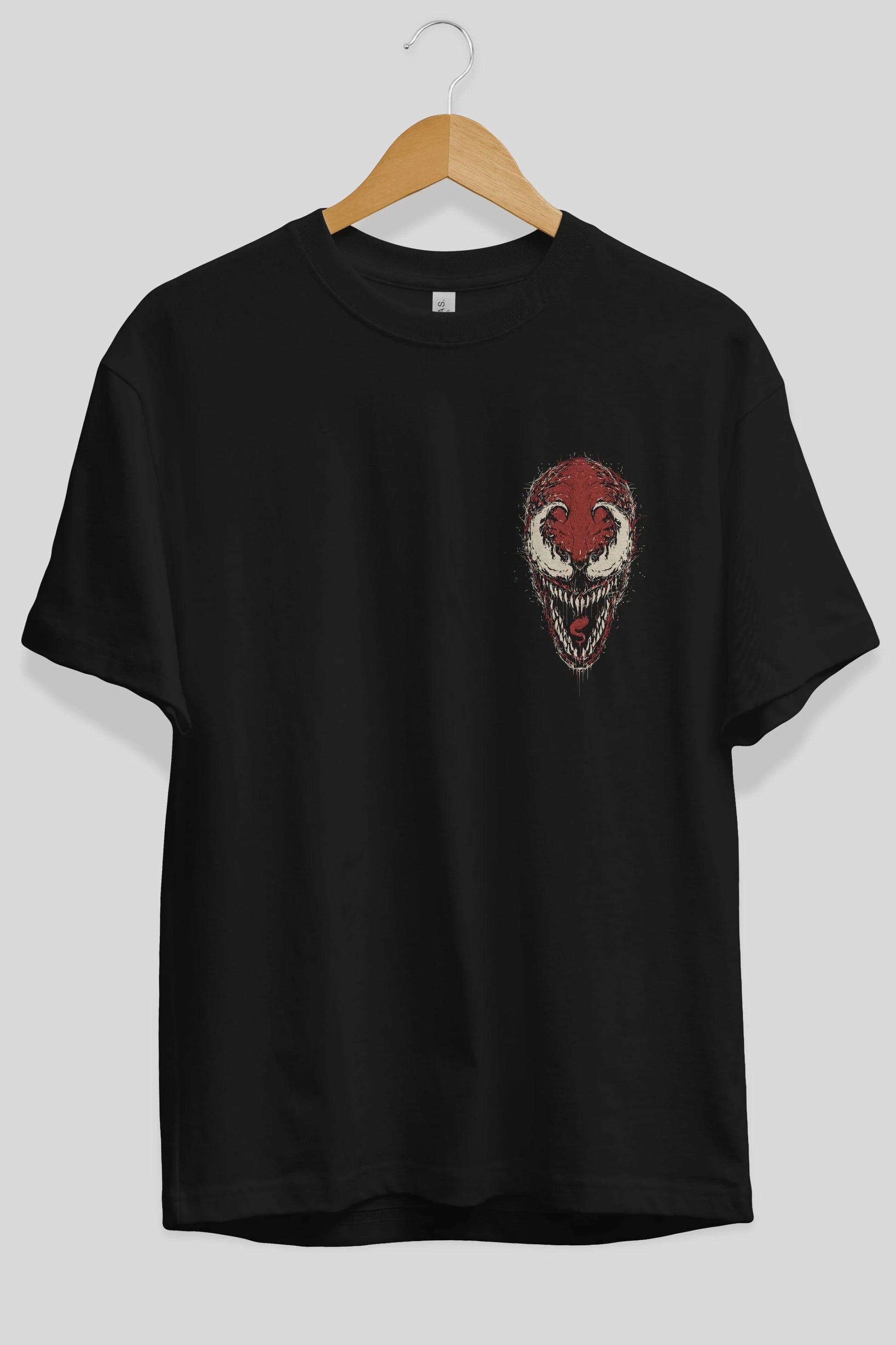 Venom (12) Ön Sol Baskılı Oversize t-shirt Erkek Kadın Unisex %100 Pamuk Bisiklet Yaka tişort