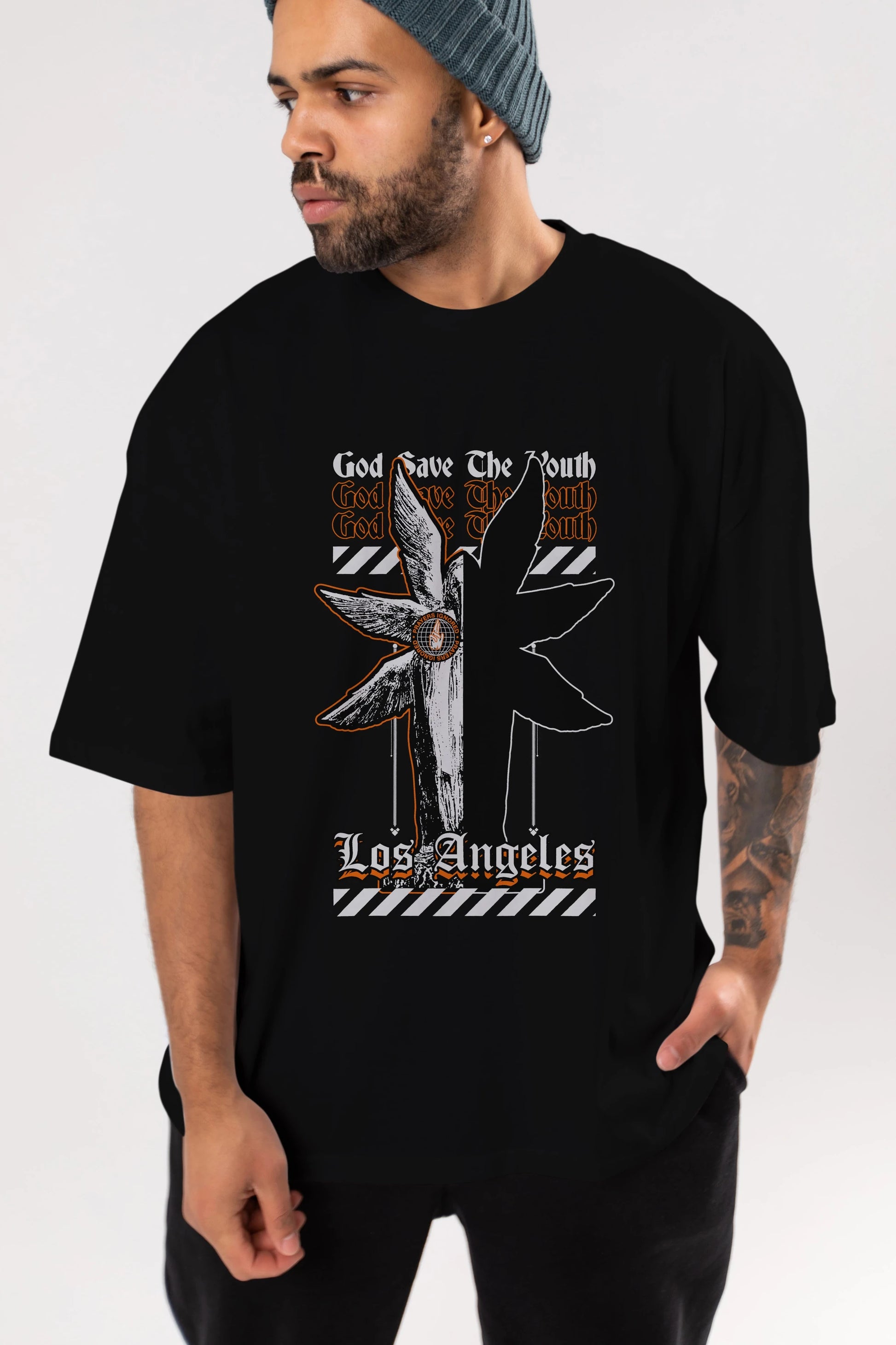 God Save The Youth Ön Baskılı Oversize t-shirt Erkek Kadın Unisex