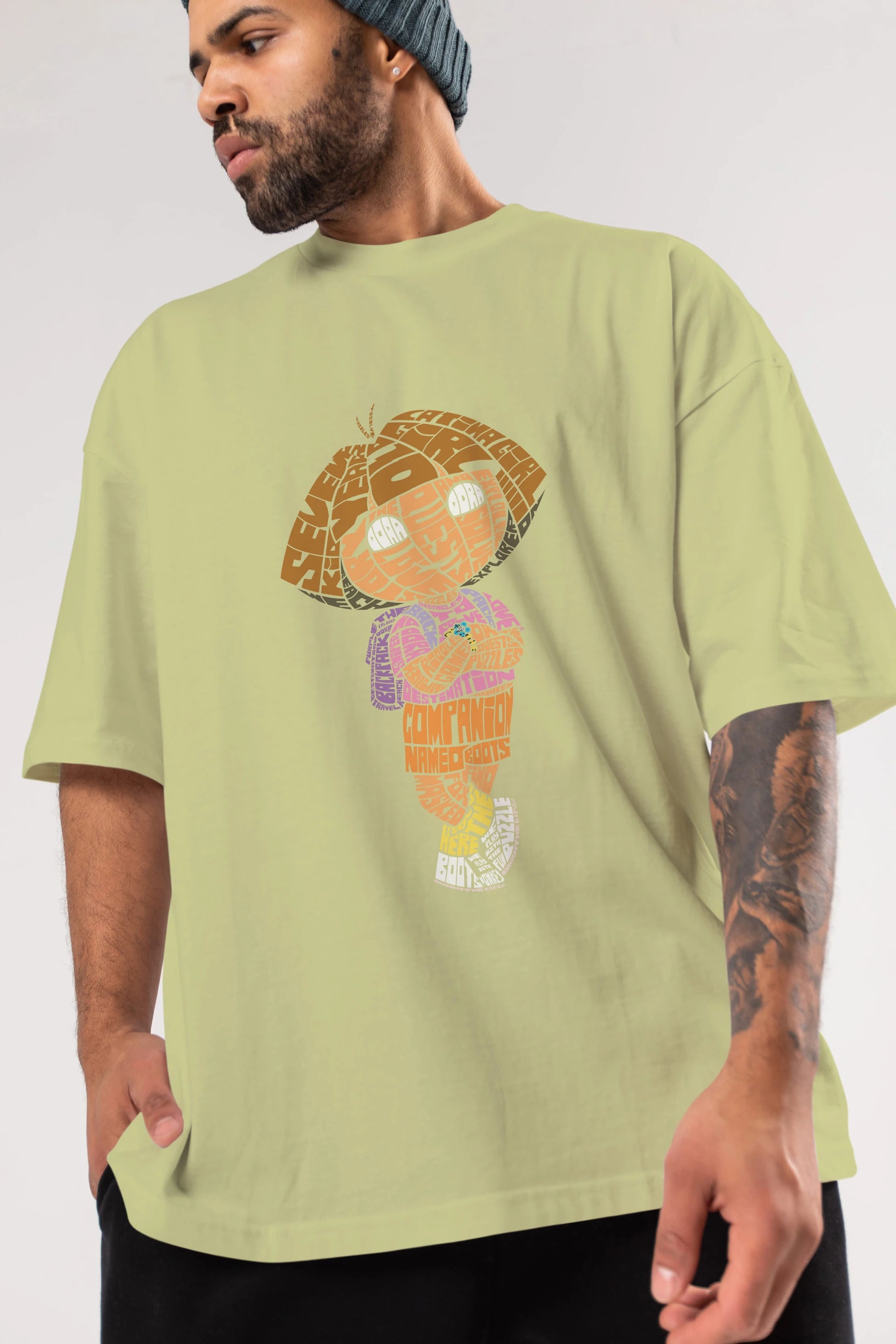 Dora Ön Baskılı Oversize t-shirt %100 pamuk Erkek Kadın Unisex