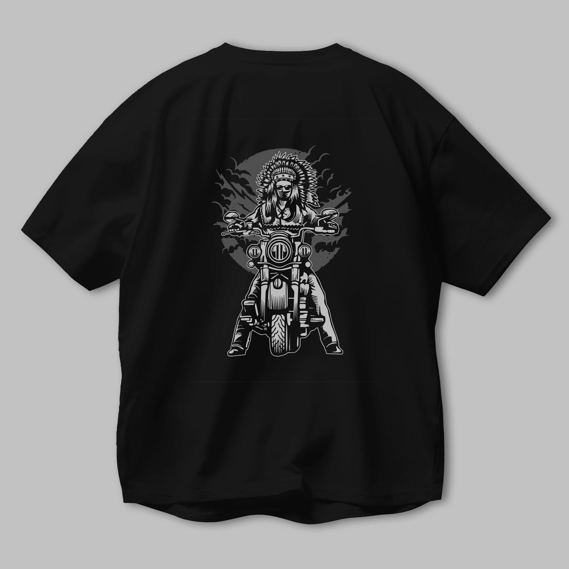 Indian Chief Motorcycle Arka Baskılı Oversize t-shirt Erkek Kadın Unisex %100 Pamuk