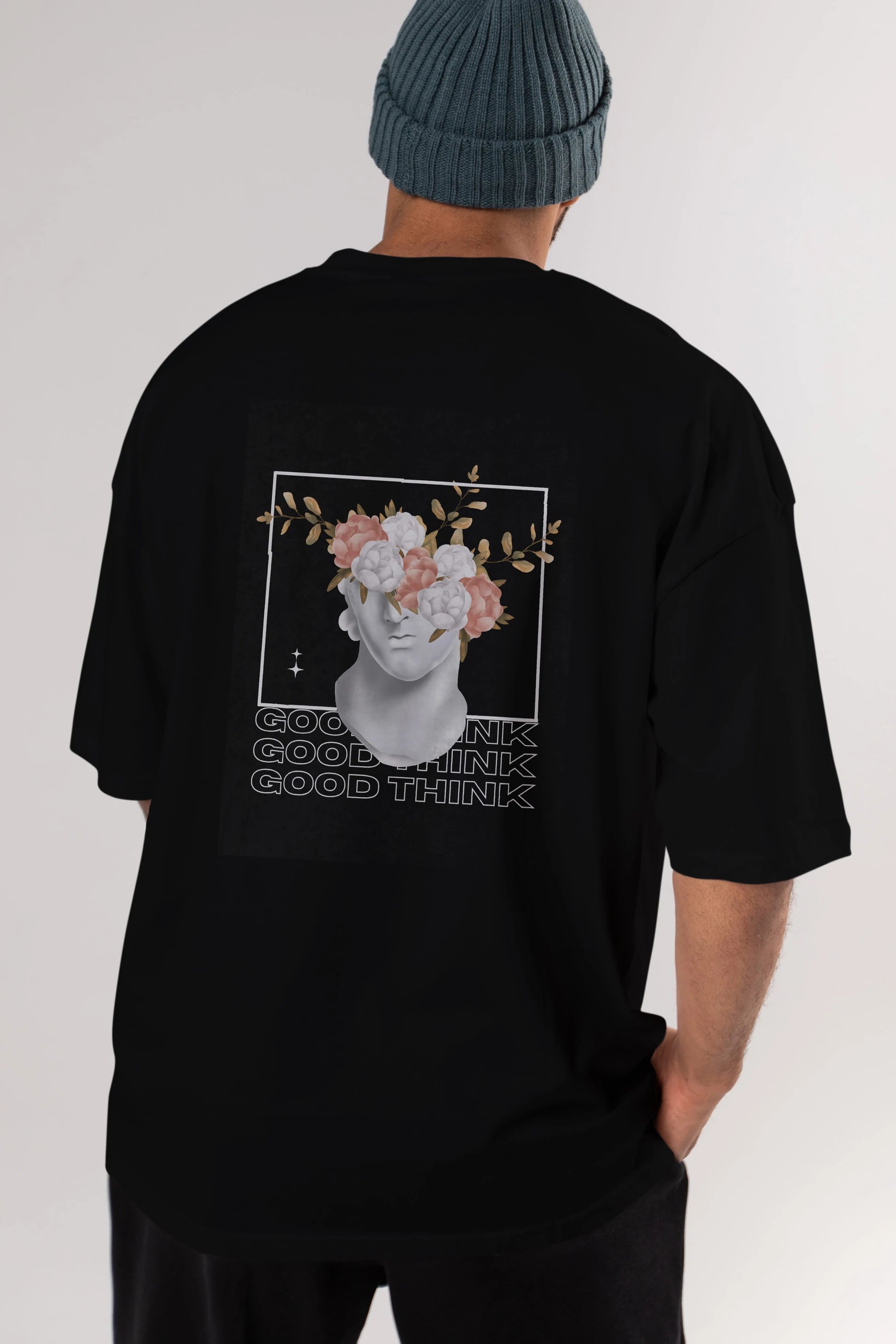 Good Think Yazılı Arka Baskılı Oversize t-shirt Erkek Kadın Unisex