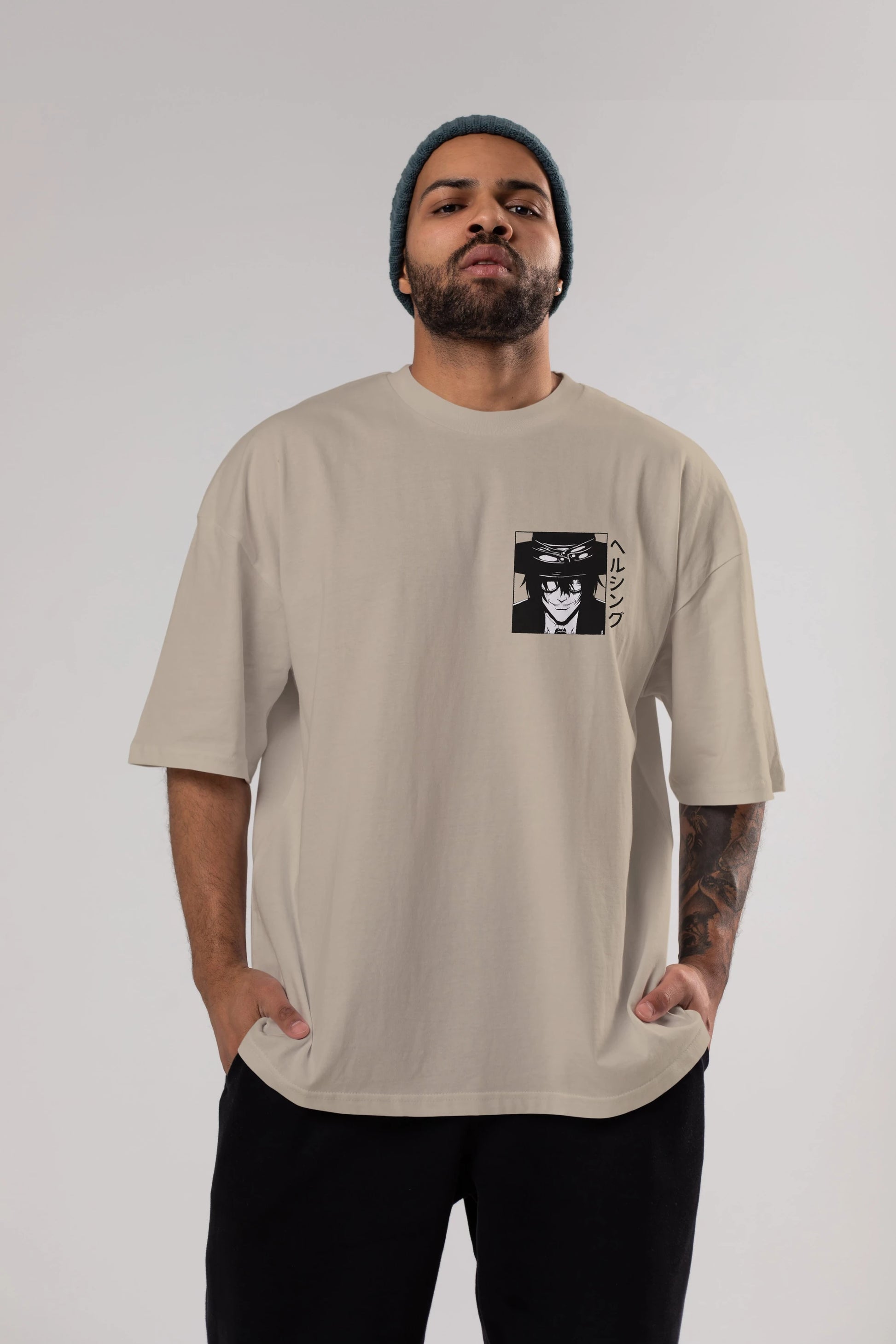 Alucard 1 Ön Sol Baskılı Oversize t-shirt Erkek Kadın Unisex %100 Pamuk Bisiklet Yaka tişort