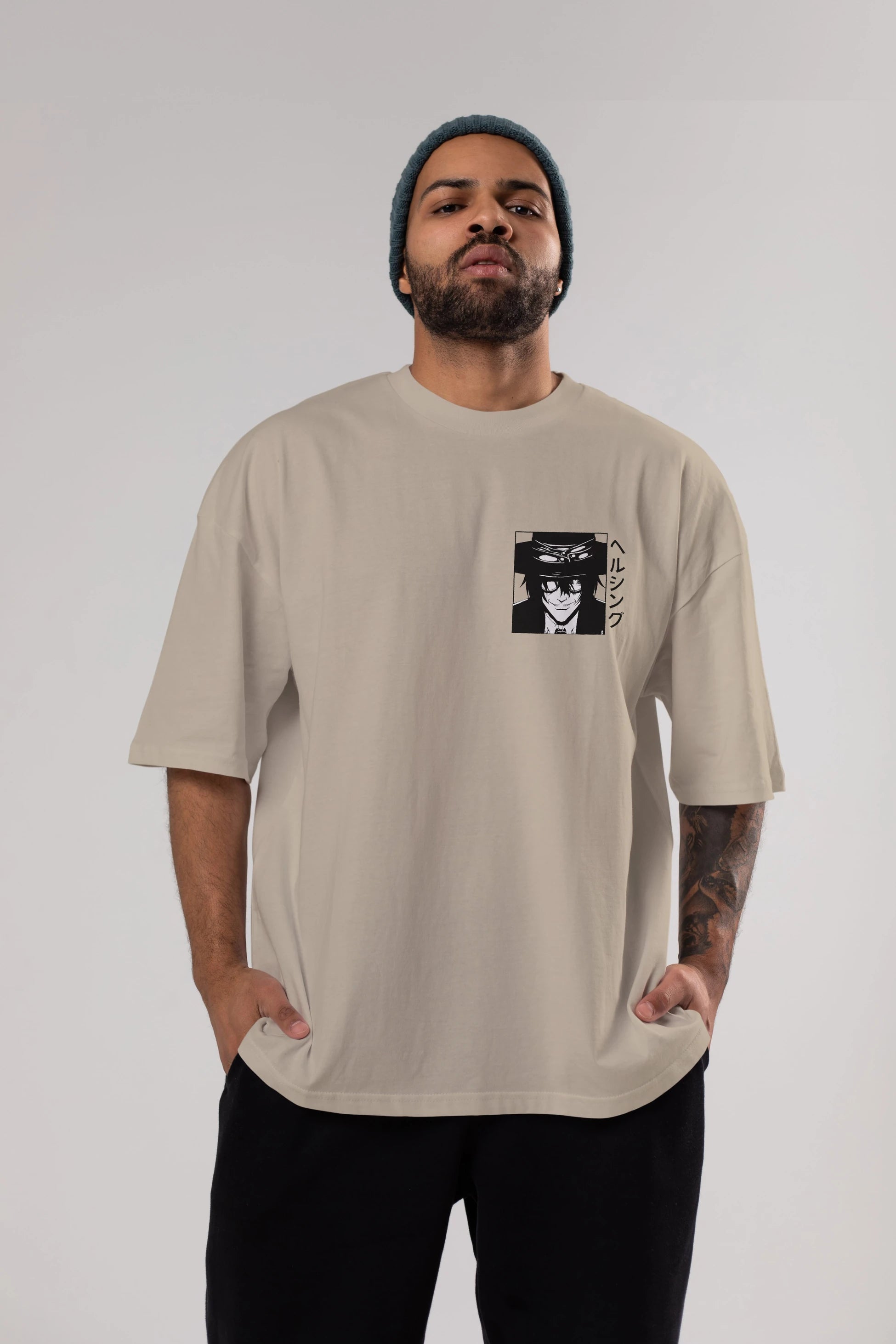 Alucard 1 Ön Sol Baskılı Oversize t-shirt Erkek Kadın Unisex %100 Pamuk Bisiklet Yaka tişort