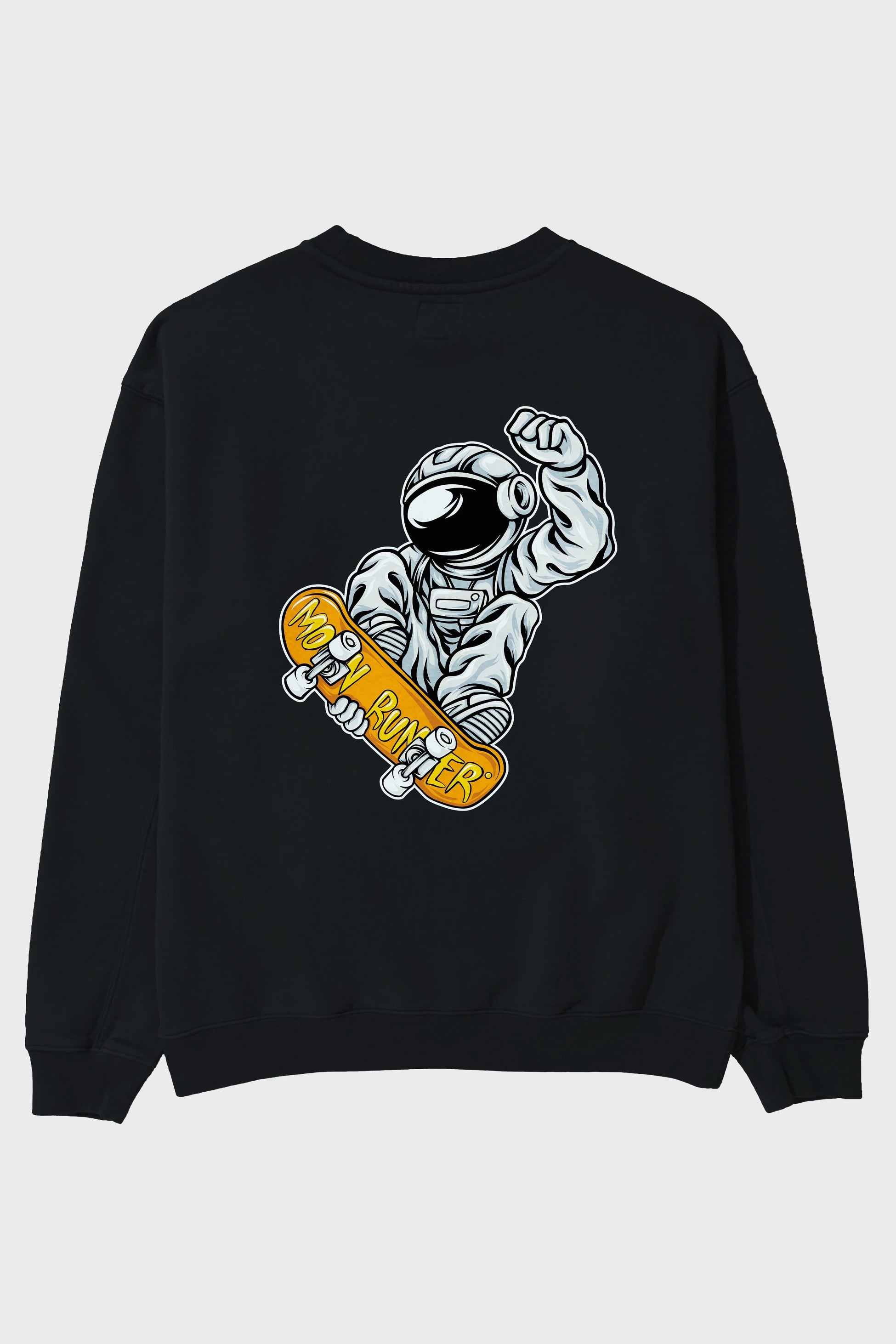 Moon Runner Arka Baskılı Oversize Sweatshirt Erkek Kadın Unisex