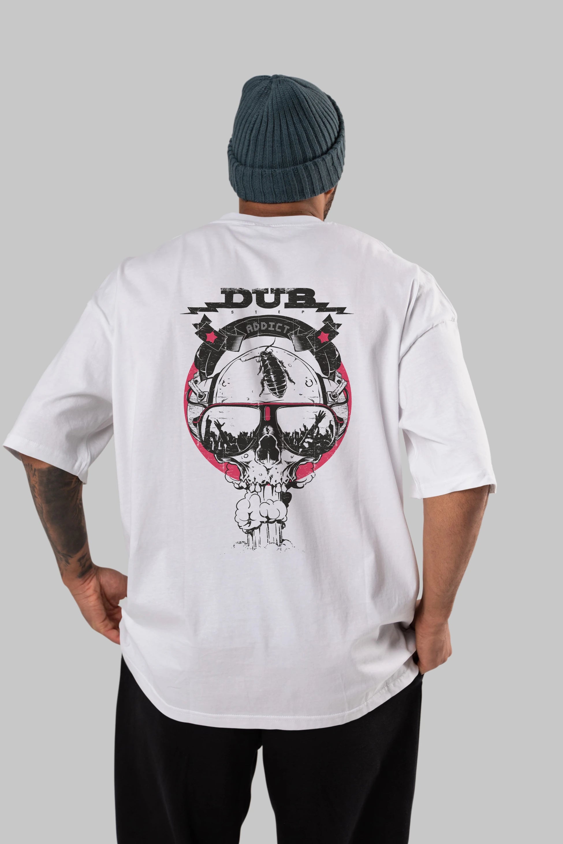 Dub Addict Arka Baskılı Oversize t-shirt Erkek Kadın Unisex