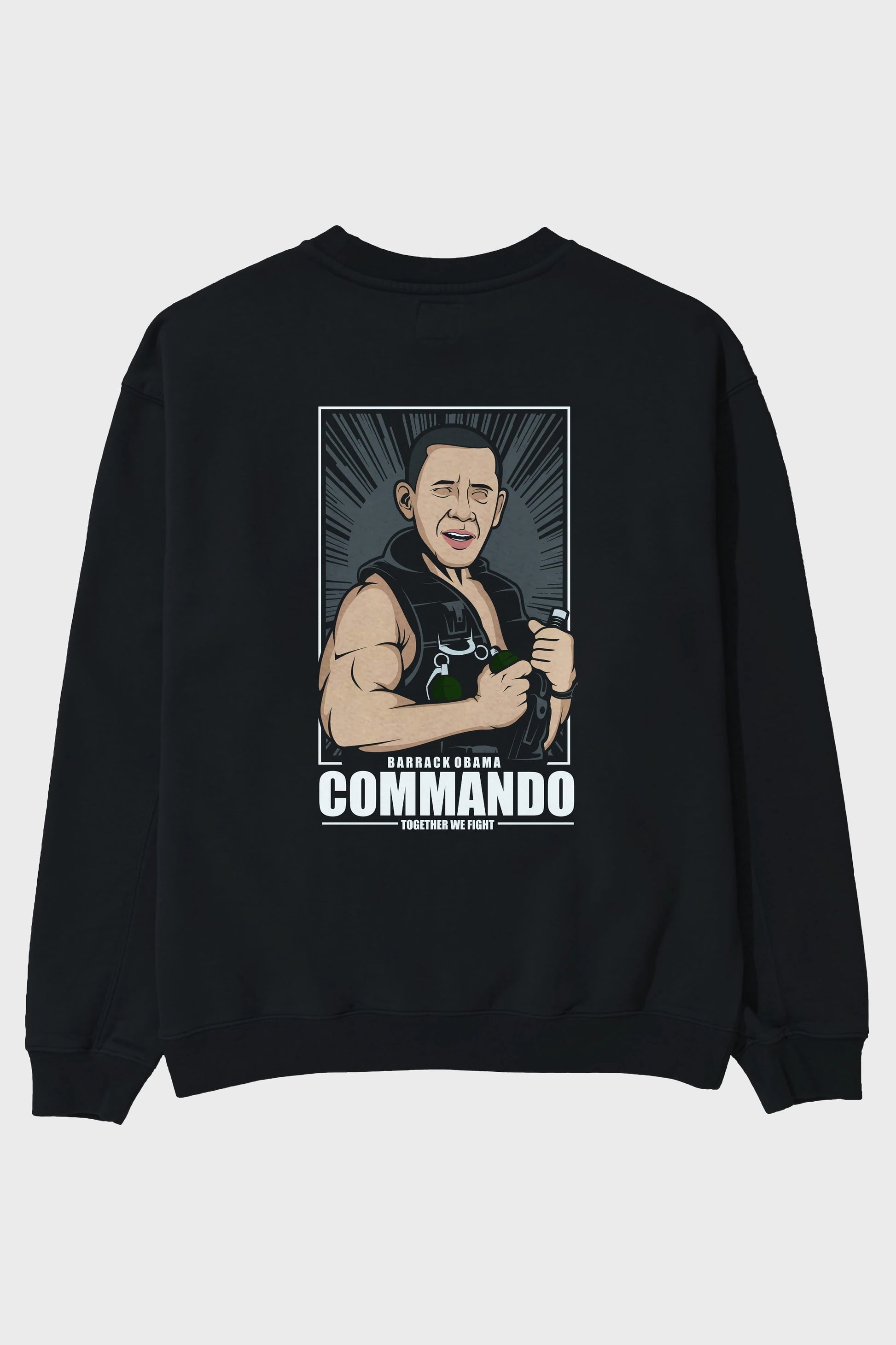 Obama Commando Arka Baskılı Oversize Sweatshirt Erkek Kadın Unisex