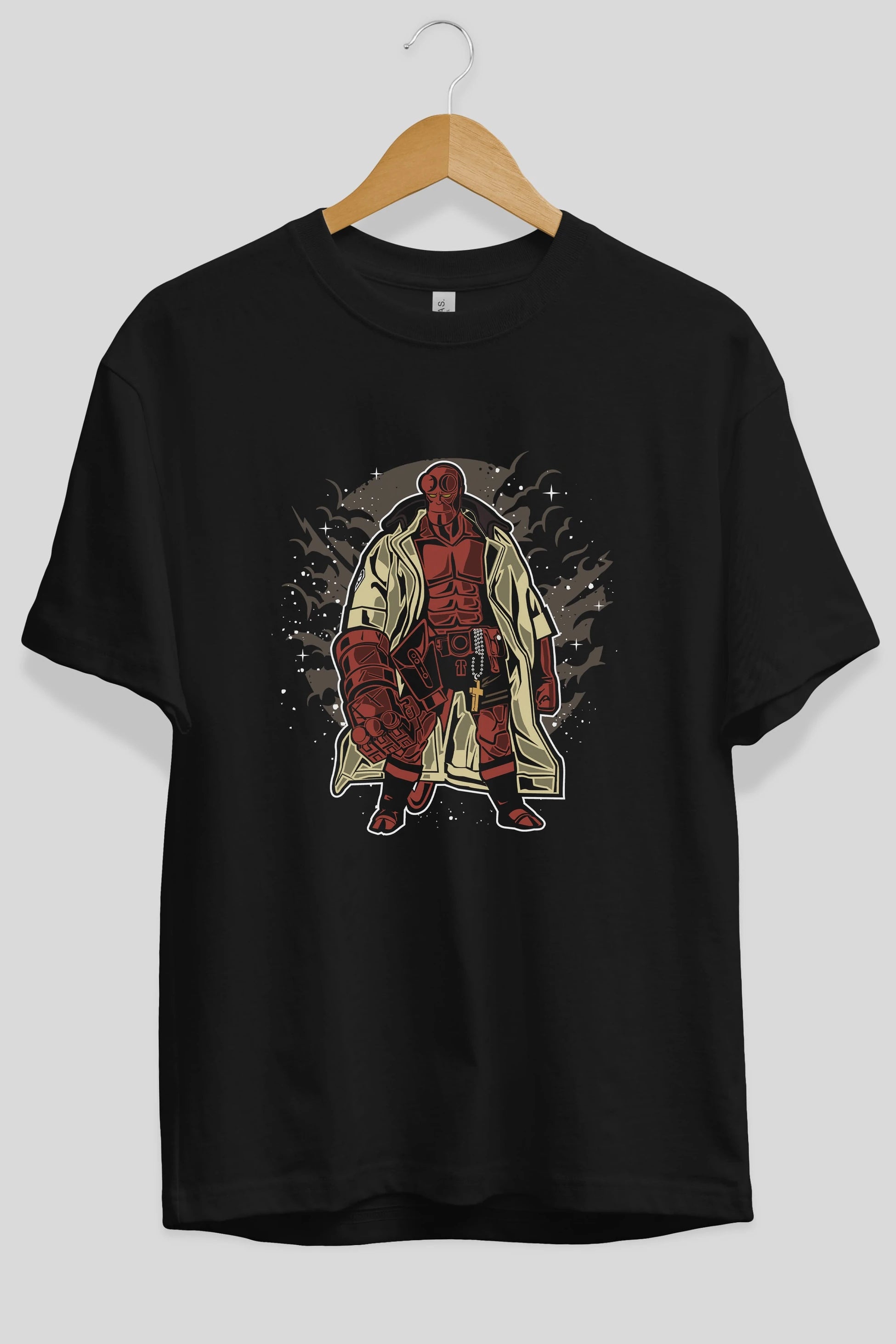Hellboy Ön Baskılı Oversize t-shirt Erkek Kadın Unisex %100 Pamuk tişort