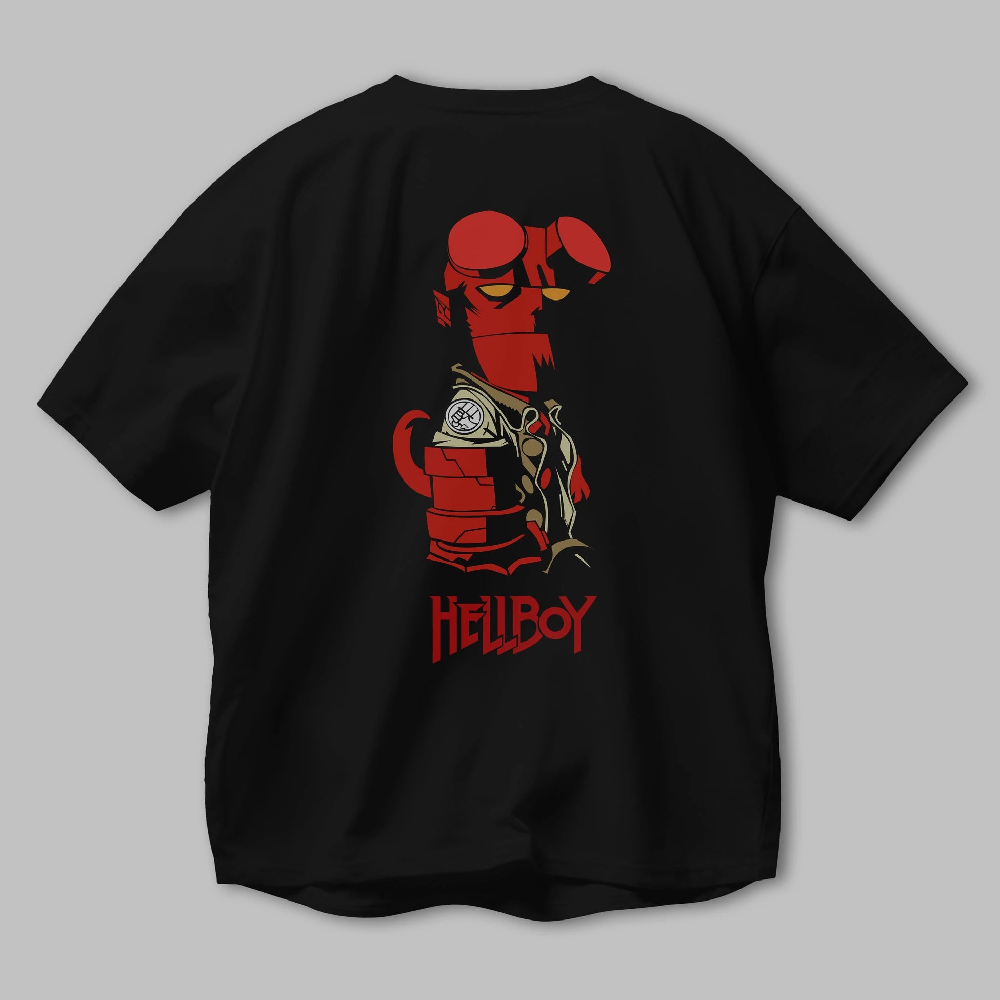 Hellboy (1) Arka Baskılı Oversize t-shirt Erkek Kadın Unisex %100 Pamuk Bisiklet Yaka tişort