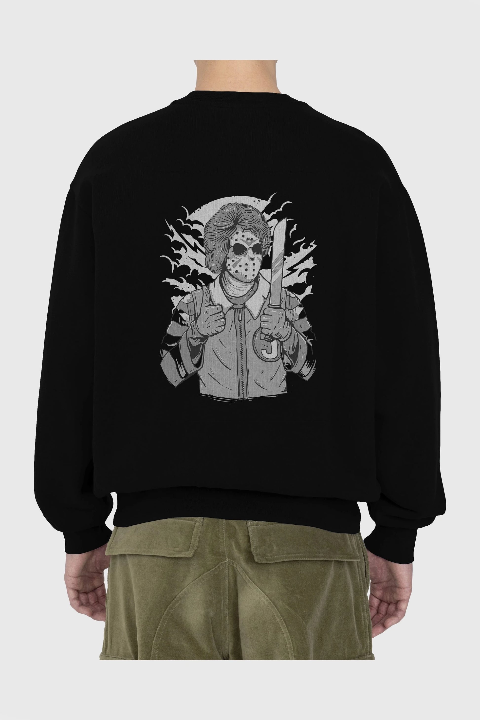 Clown Killer Arka Baskılı Oversize Sweatshirt Erkek Kadın Unisex
